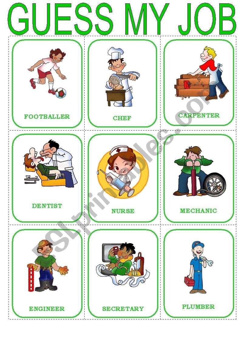 Guess The Job Speaking Cards 2 3 ESL Worksheet By Fede117