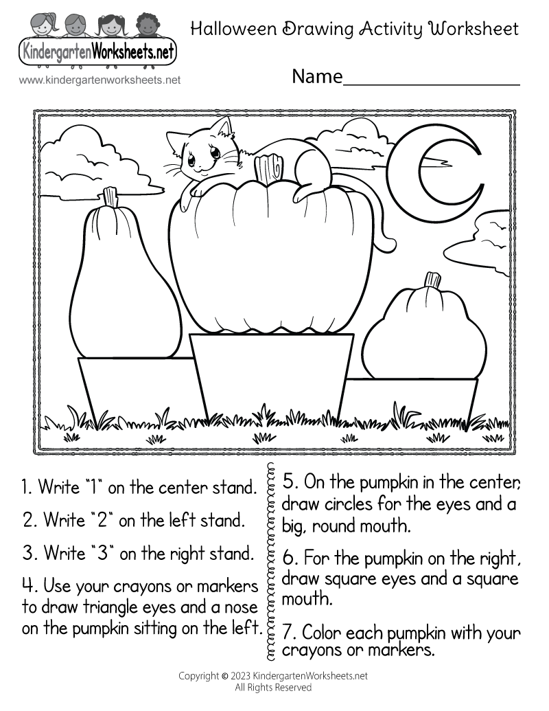 Halloween Drawing Activity Worksheet Free Printable Digital PDF Free Custom Printable Handwriting Worksheet Templates Canva