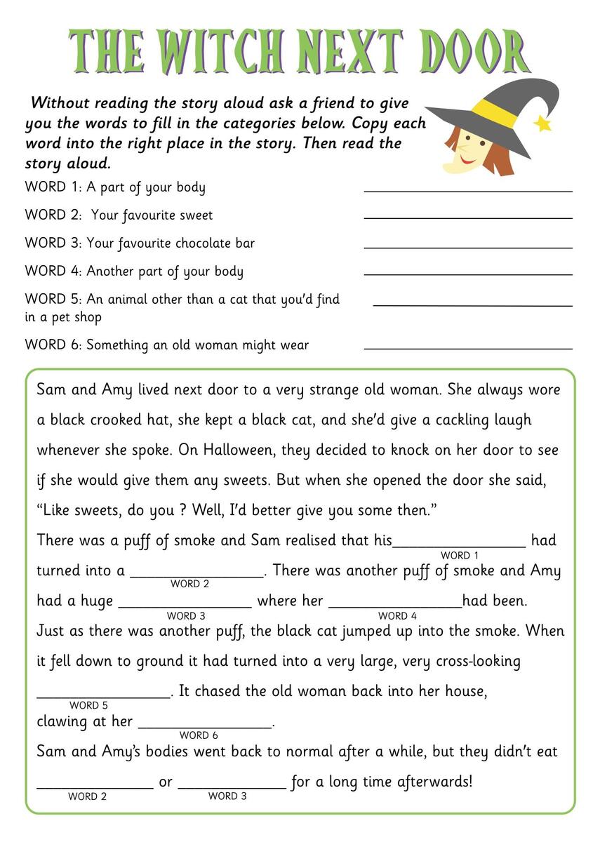Halloween Mad Libs Printable Free Printable Party Favors