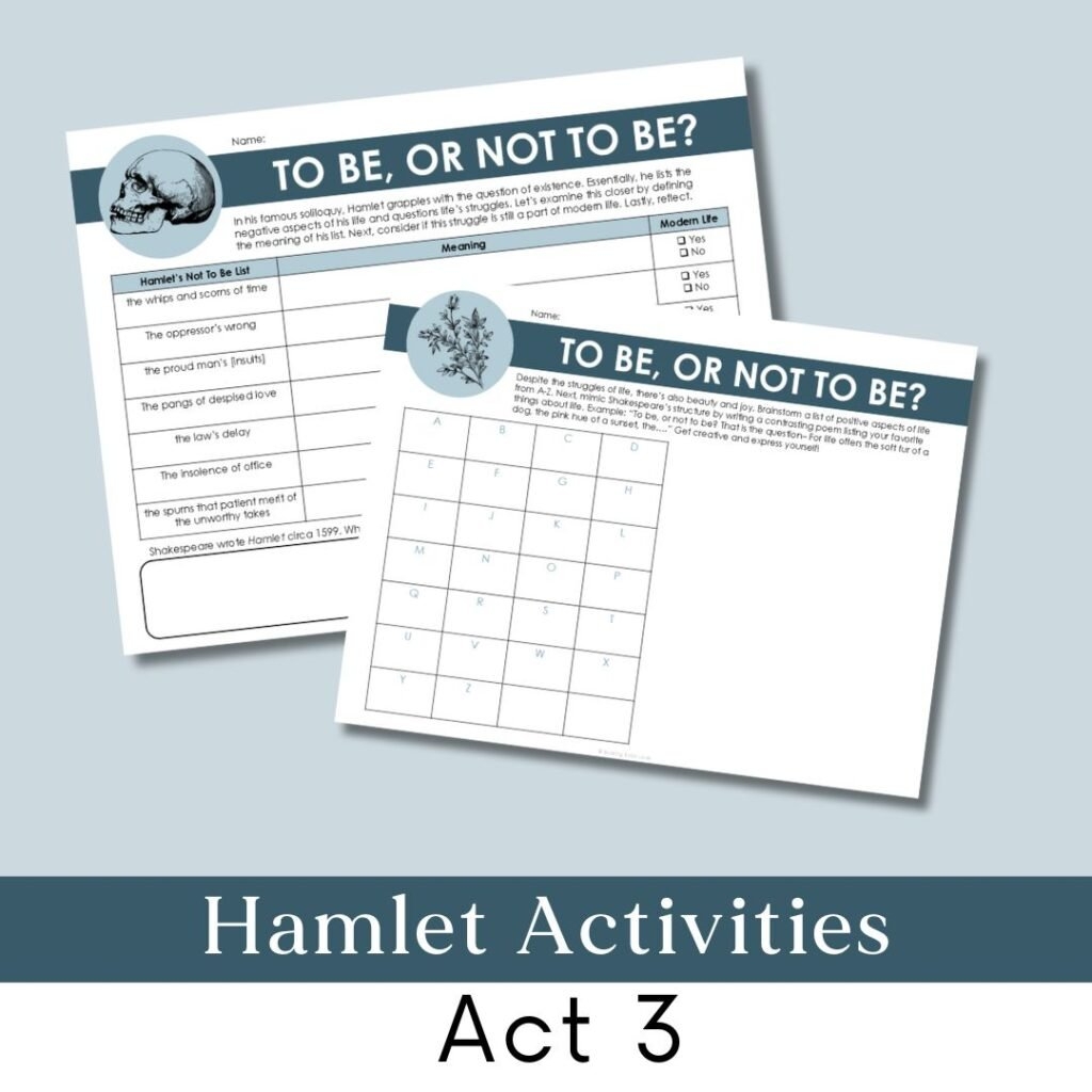 Hamlet Activities Introduction Lessons And Teaching Ideas Building Book Love
