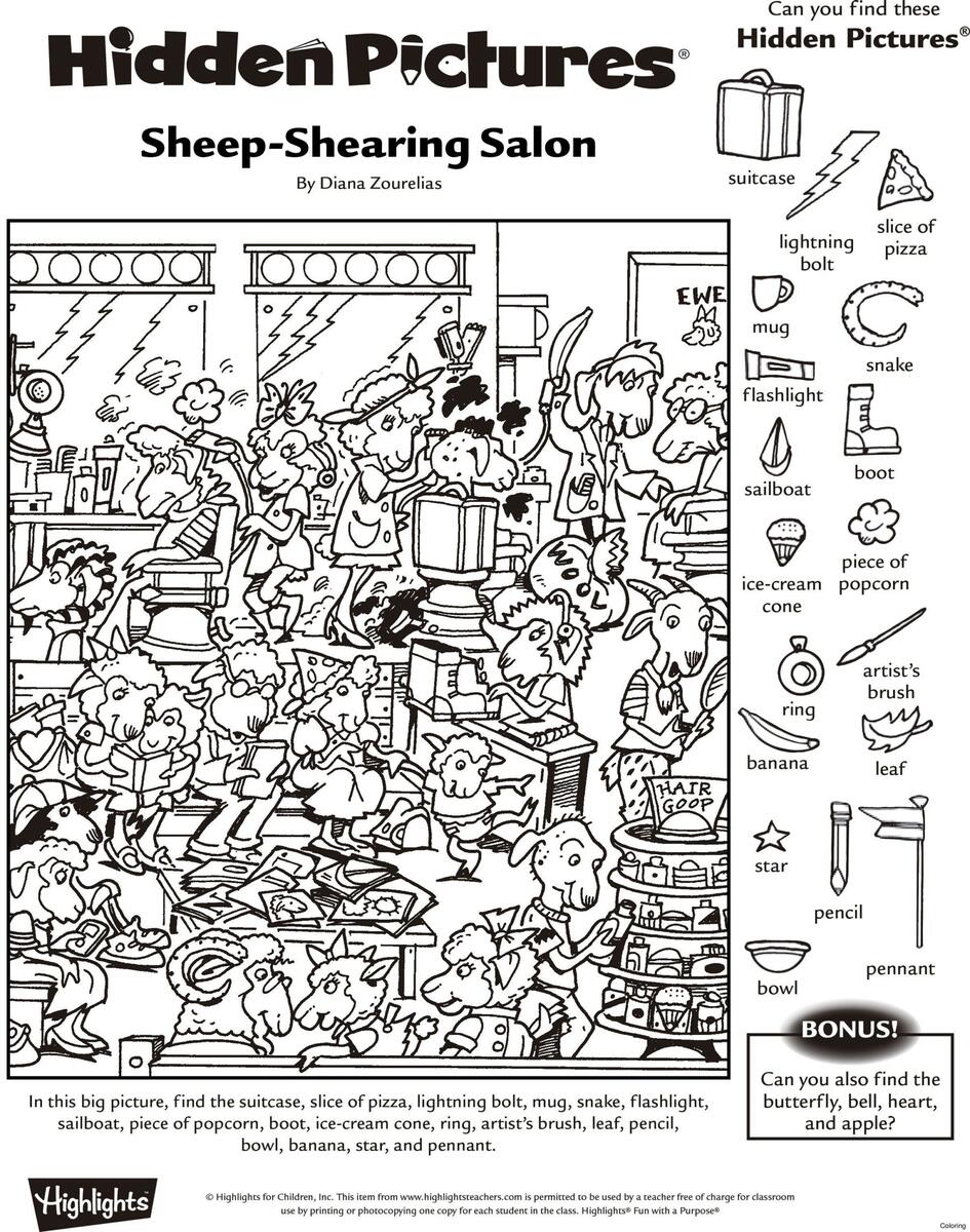 Easy And Hard Hidden Pictures Worksheet Pintable 101 Activity Worksheets Library