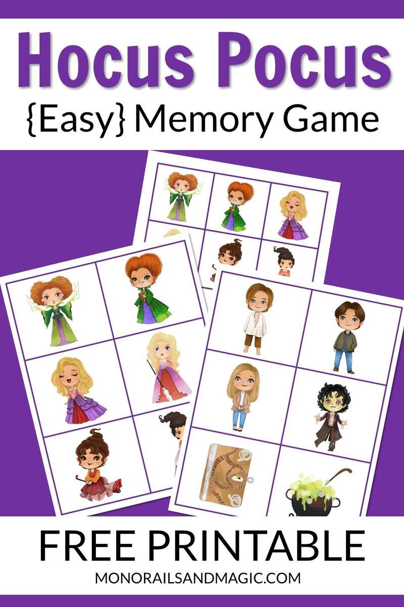 Hocus Pocus Memory Game Free Printable Monorails And Magic