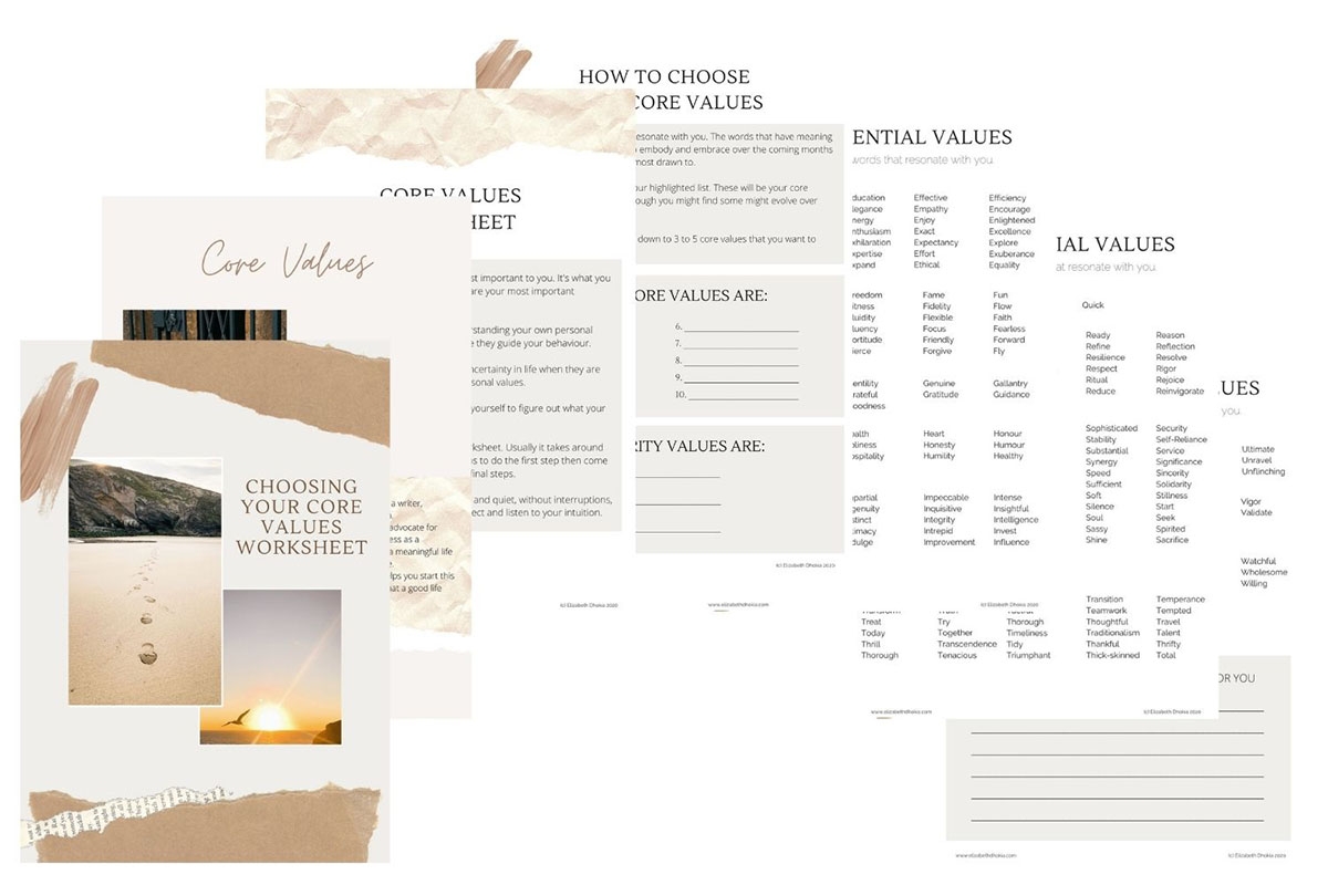 How To Choose Your Core Values FREE Printable Workbook To Download Personal Core Values Identification Worksheet Live Each Day