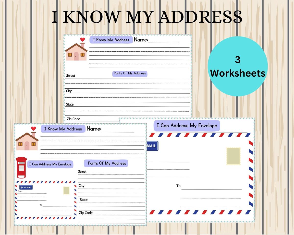 I Know My Address My Address Kids Activity Toddler Activity Binder Kindergarten Address Practice Worksheet Addressing Envelope Etsy