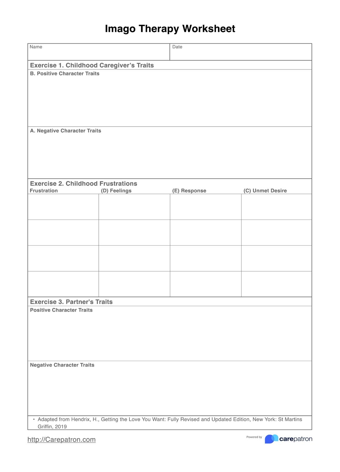 Imago Therapy Worksheets