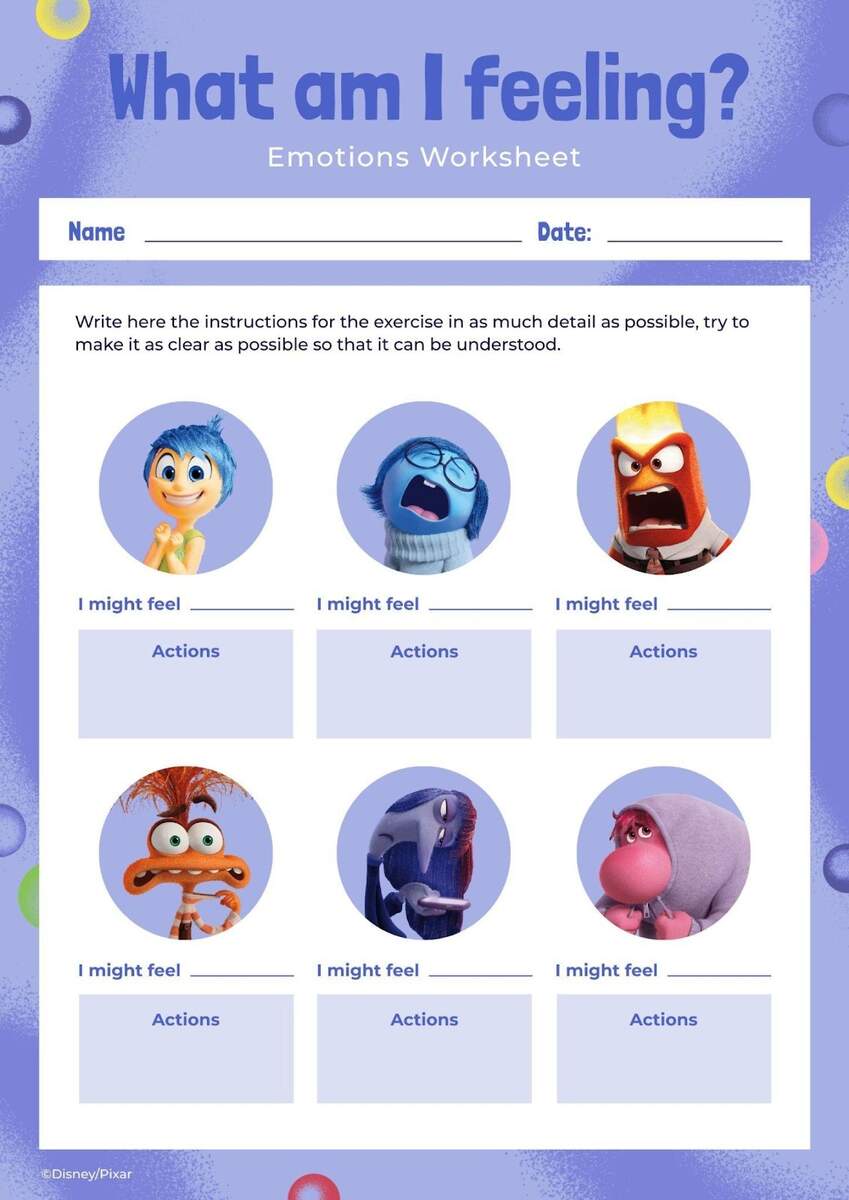 Inside Out 2 Feelings Worksheet Template Free Printables Inside Out 2 Activity Pack Hispana Global