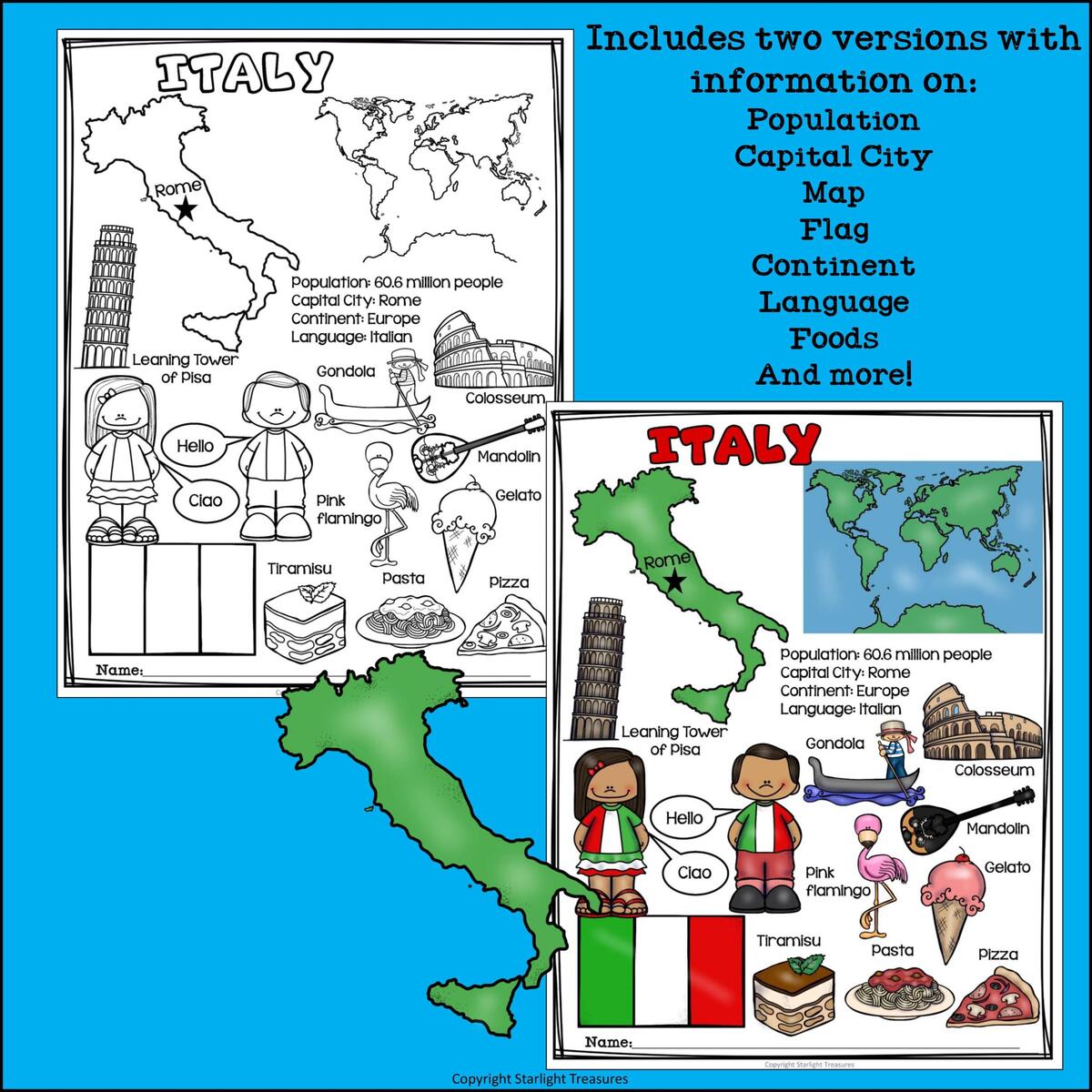 Italy Fact Sheet For Early Readers Classful