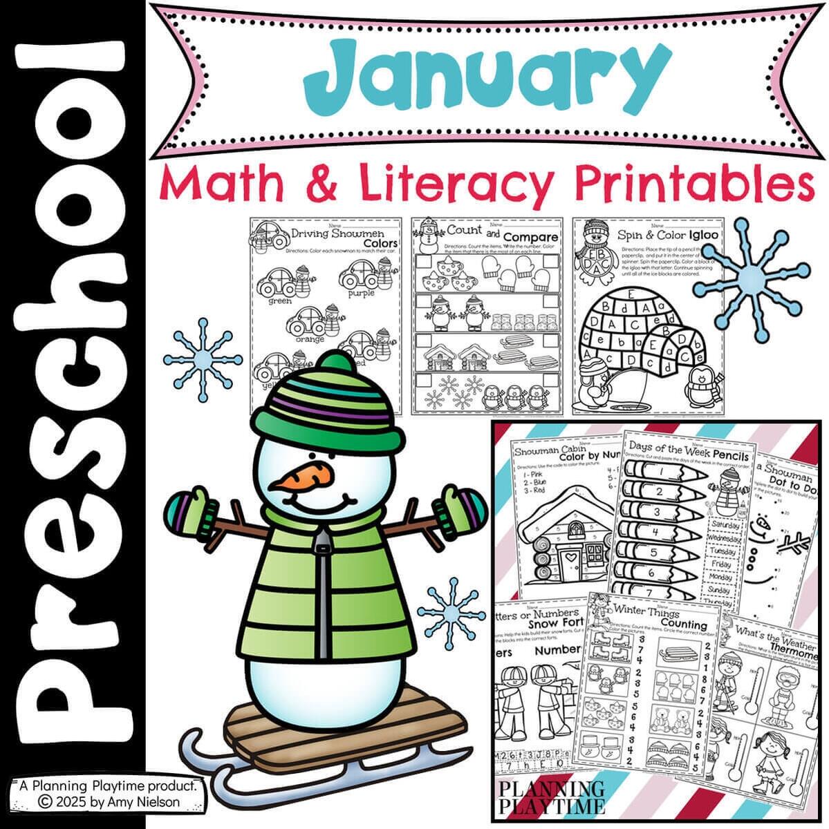 January Preschool Worksheets Planning Playtime