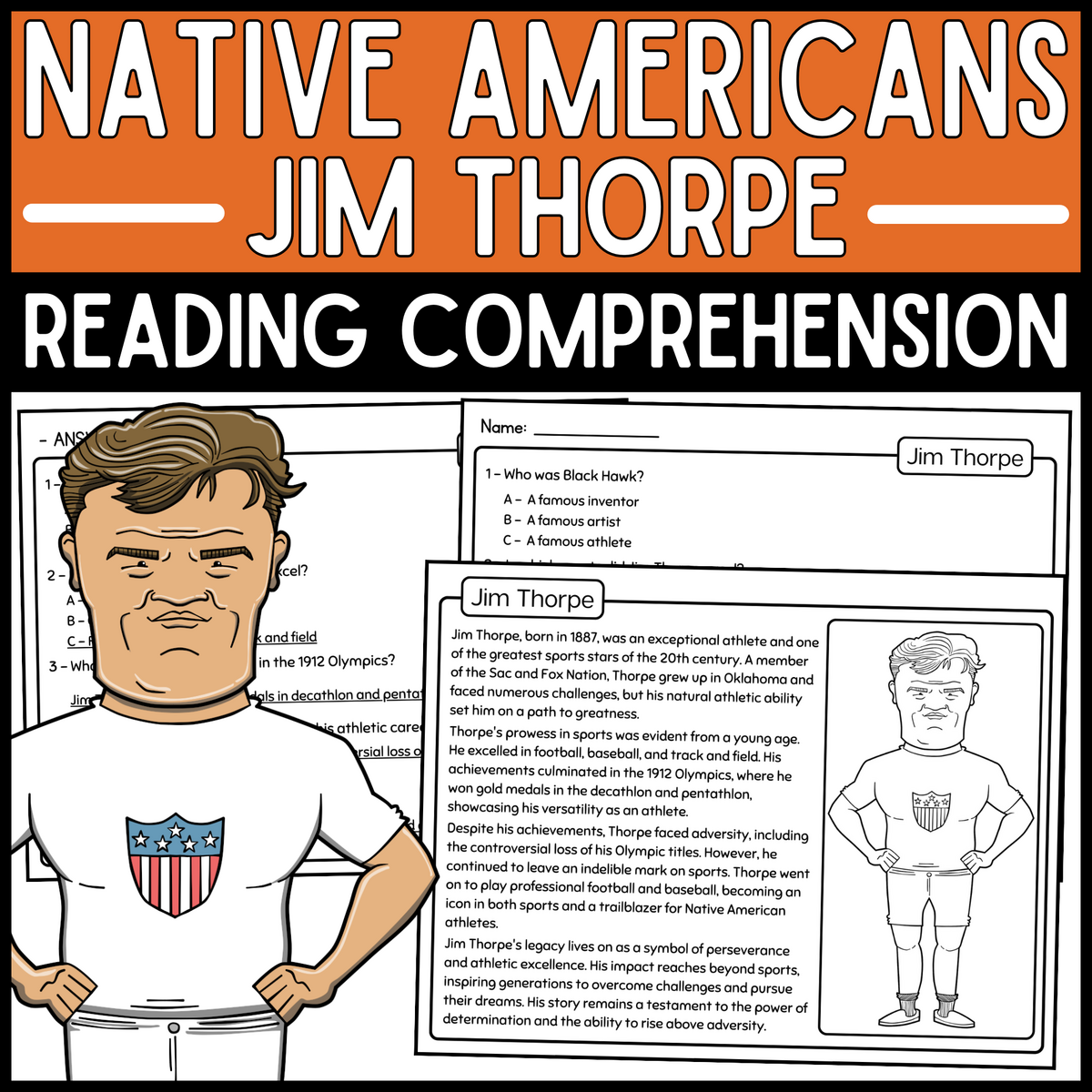 Jim Thorpe Reading Comprehension Passage Native American Heritage Month Made By Teachers