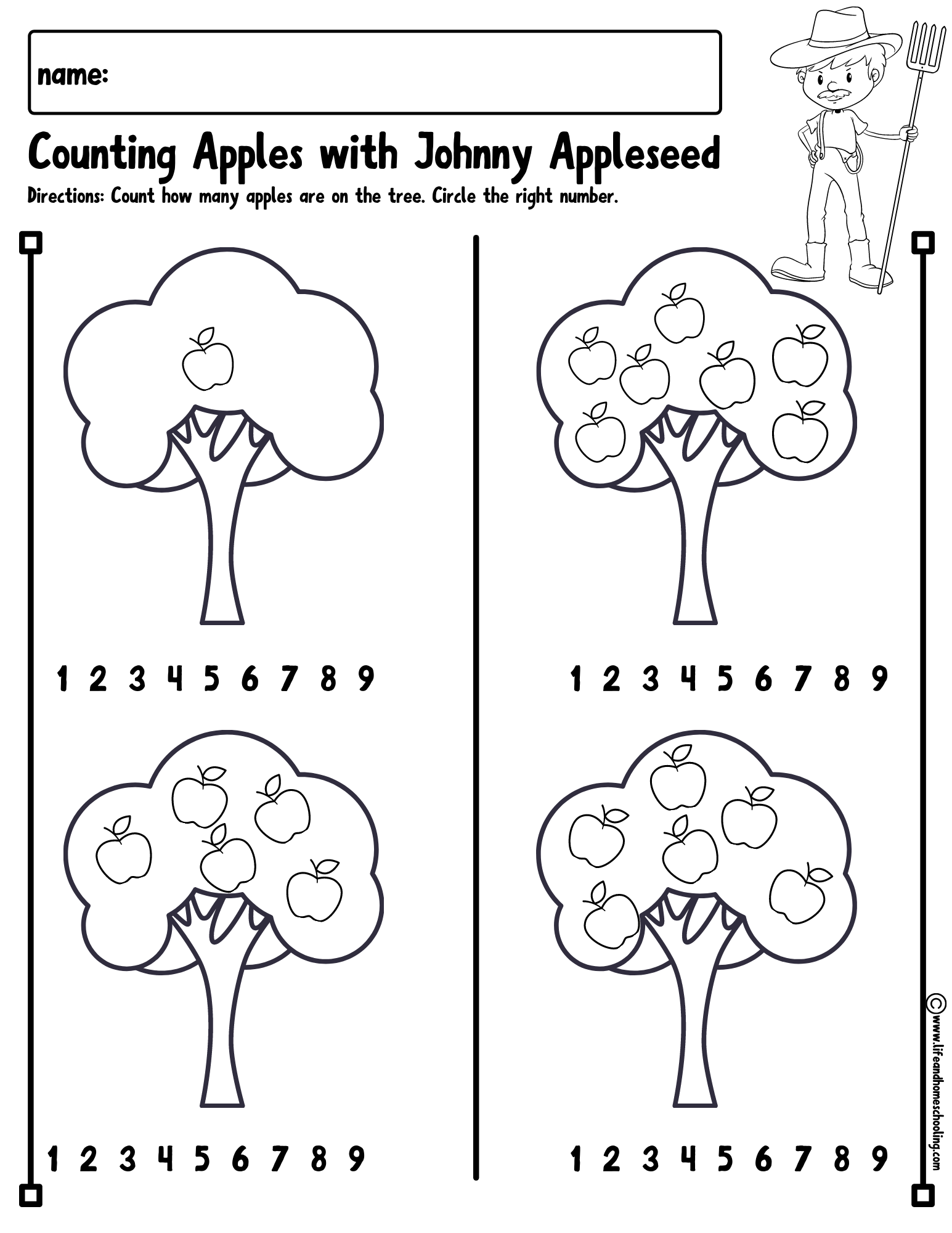 Johnny Appleseed Counting Apples Made By Teachers