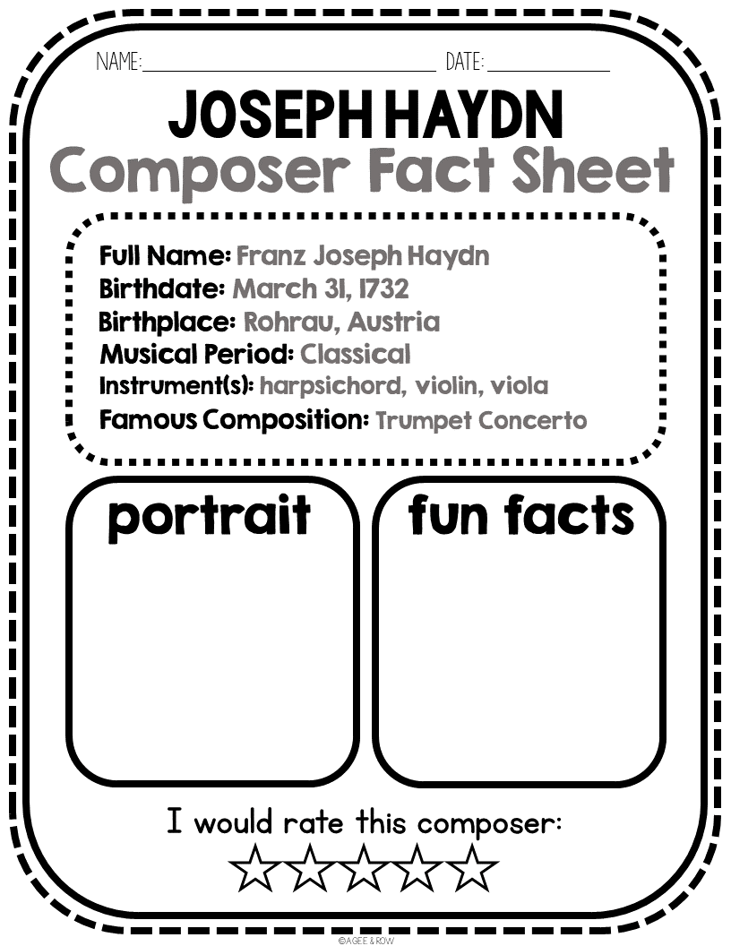Joseph Haydn Classical Music SEL Listening Activities Packet For March Made By Teachers