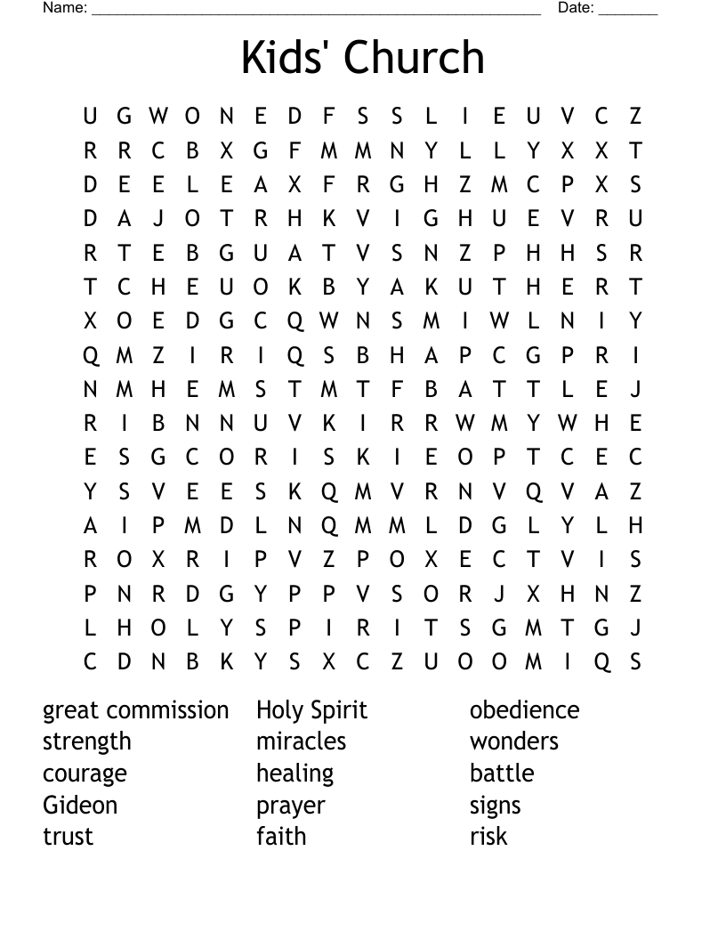 Kids Church Word Search WordMint Kids Church Word Search WordMint