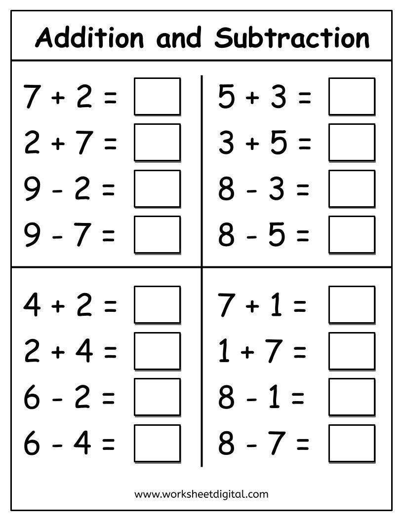 Kindergarten Addition Worksheets Number Fact Family Printable PDF Etsy Denmark