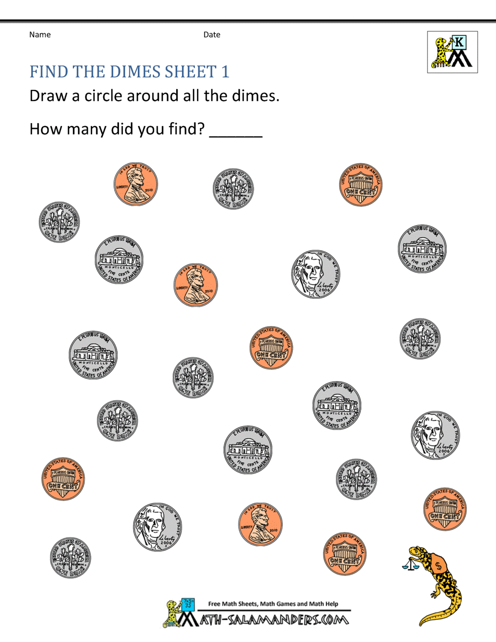 Kindergarten Money Worksheets 1st Grade
