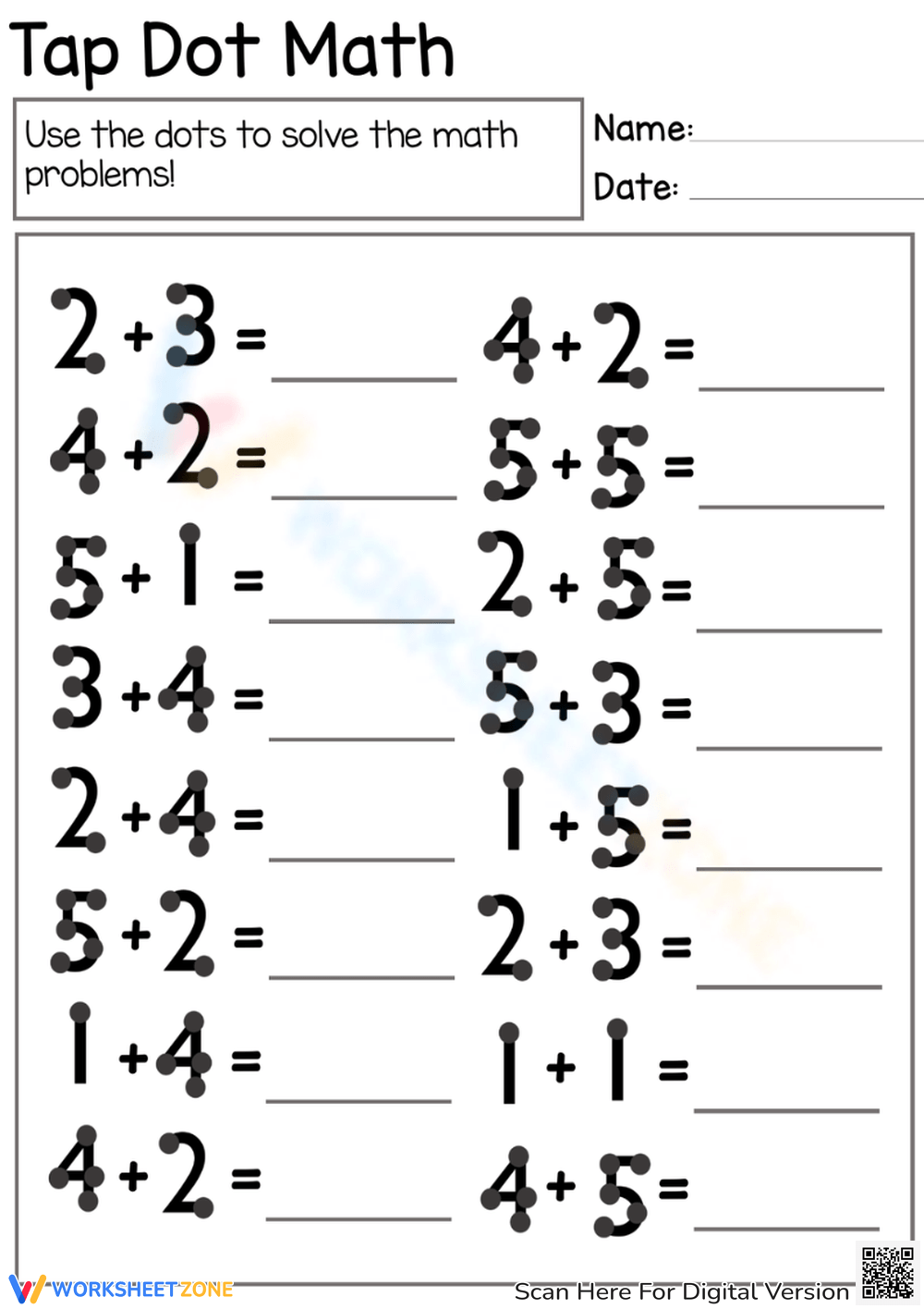 Kindergarten Touch Math Worksheets Printable