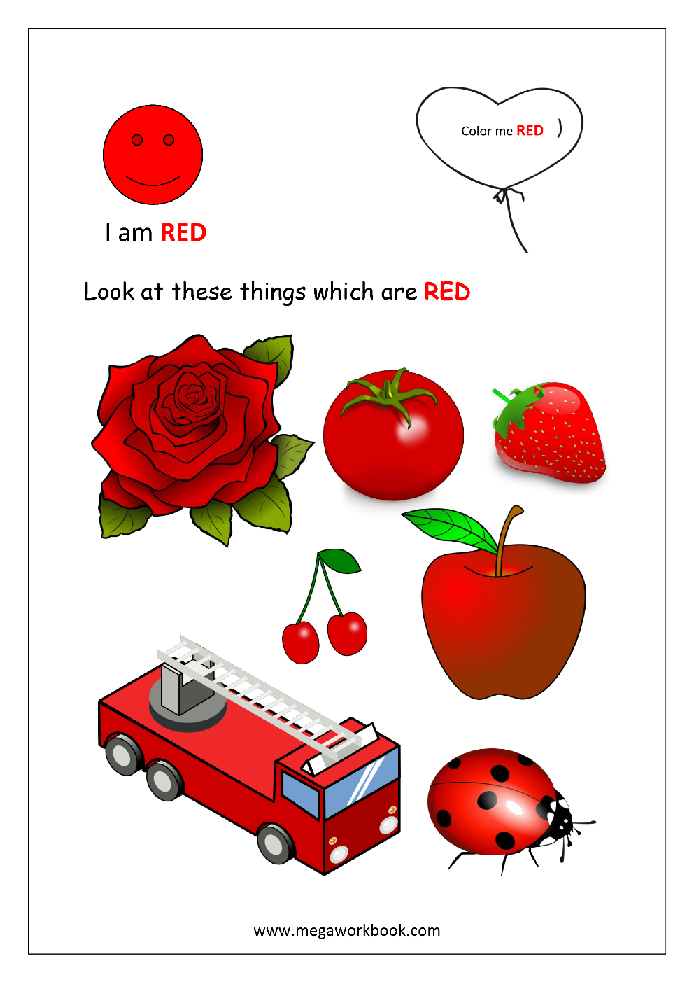 Learn Colors Learn Colors For Kids Learning Colors For Toddler Learn Colors Baby Learn Basic Colors Free Printables Red Things Blue Things Green Things Yellow Things Purple Things Orange