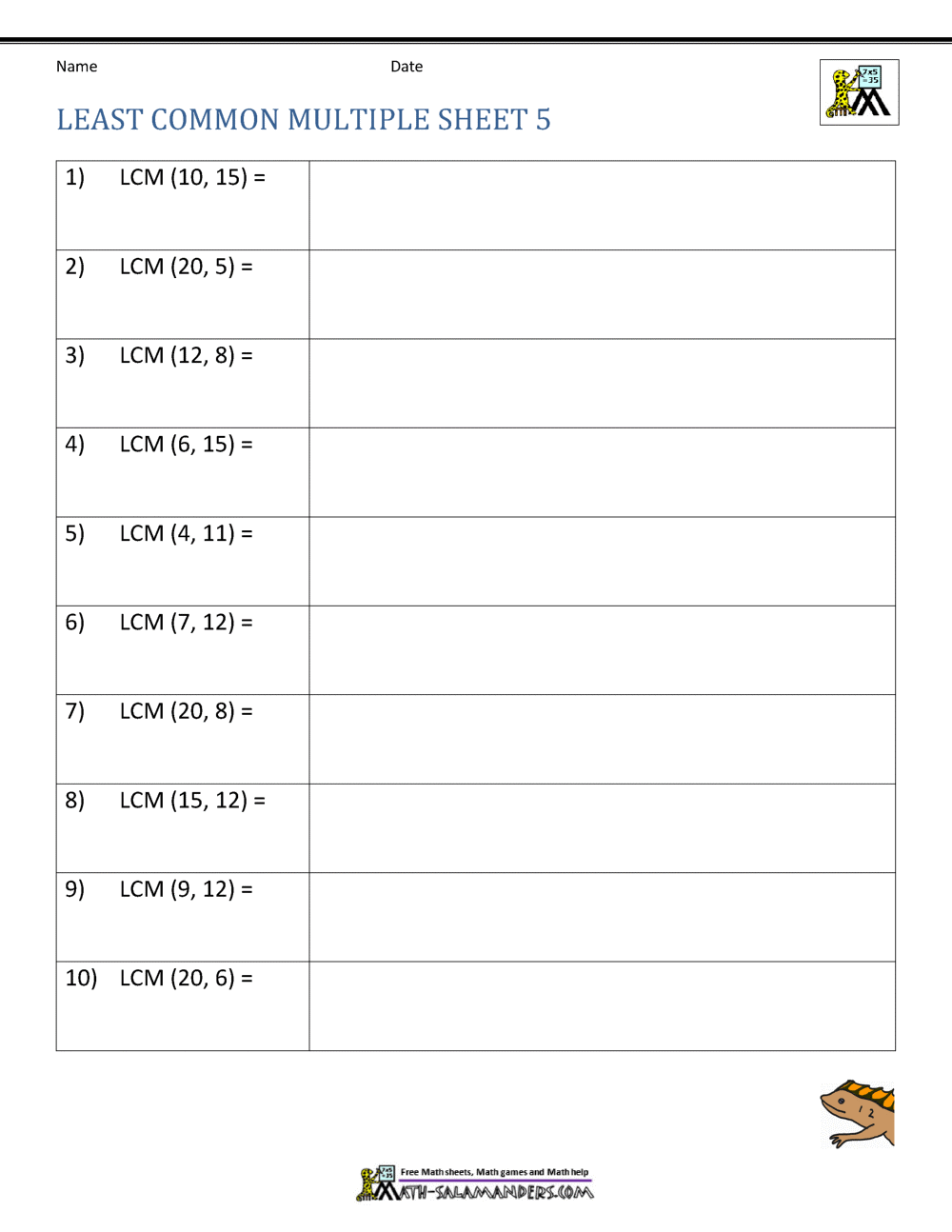 Least Common Multiple Worksheets Page Worksheet On LCM