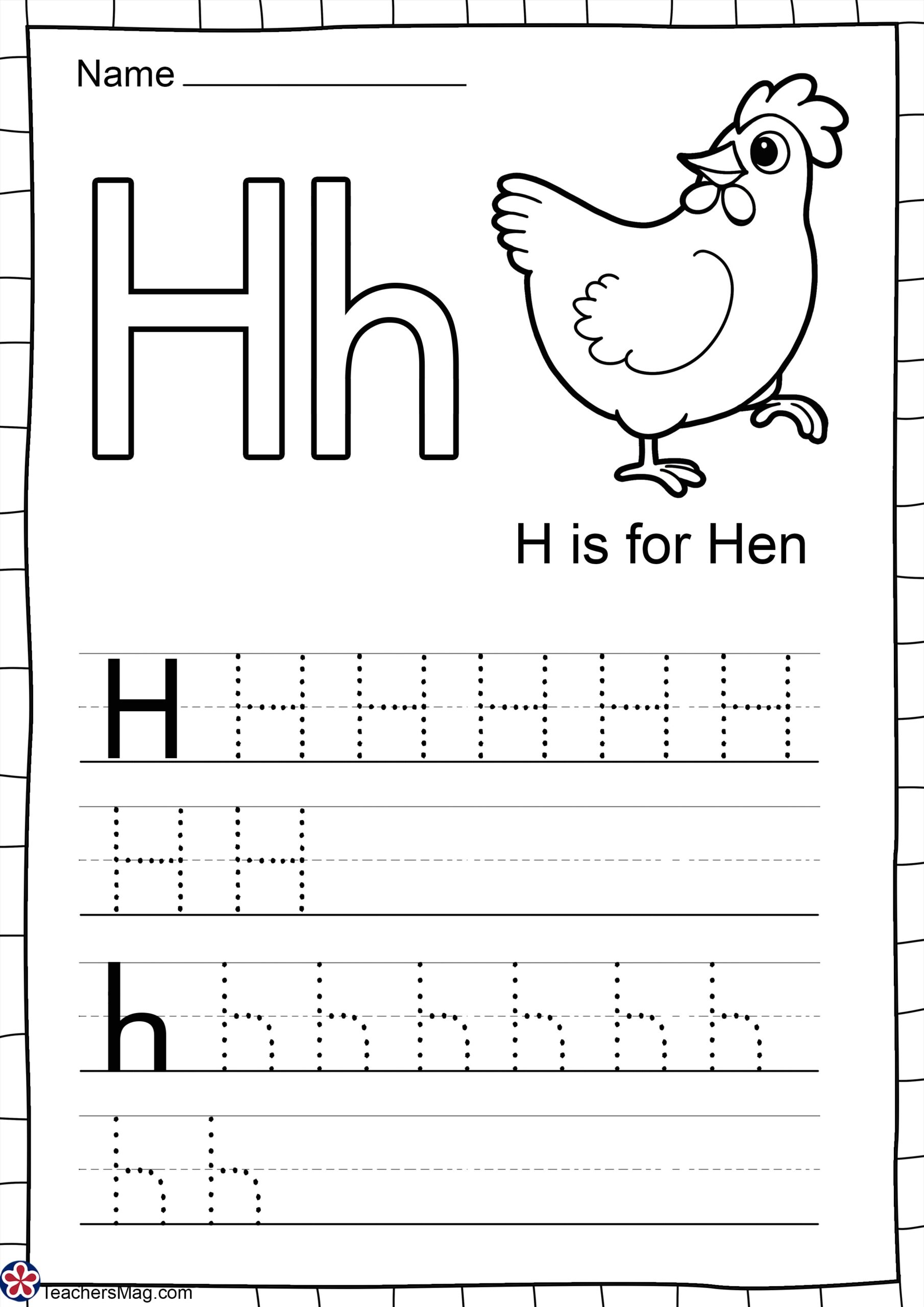 Letter H Coloring Worksheet Free Printable Digital PDF