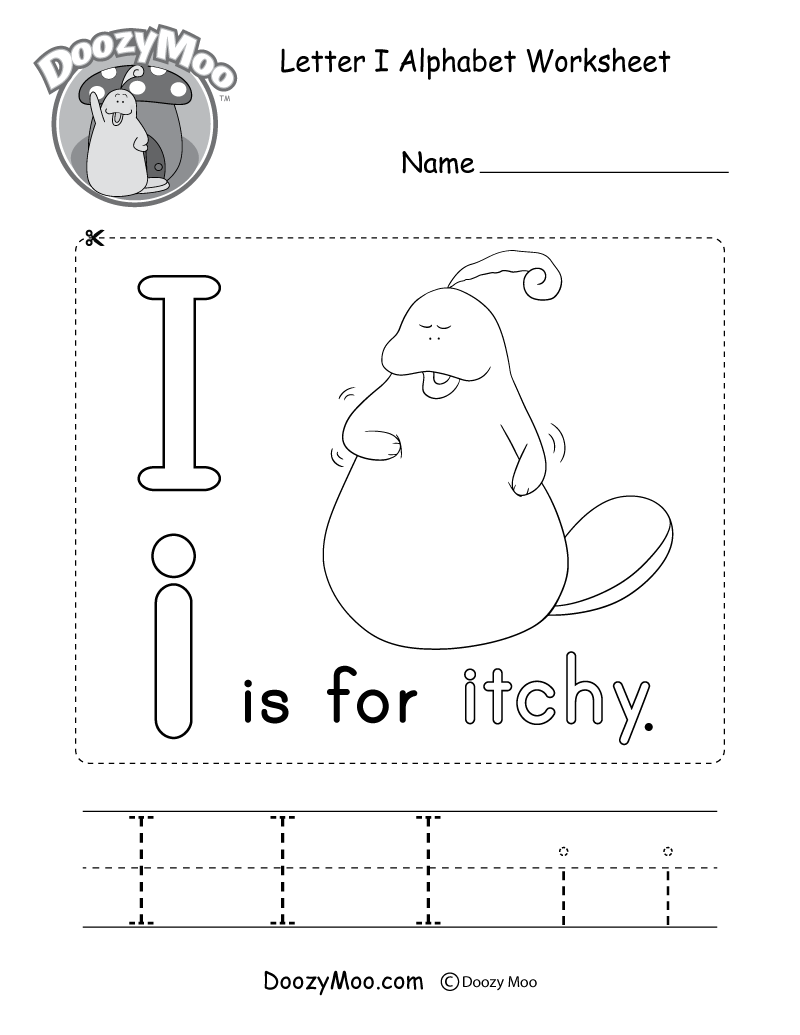 Uppercase Letter I Tracing Worksheet Doozy Moo