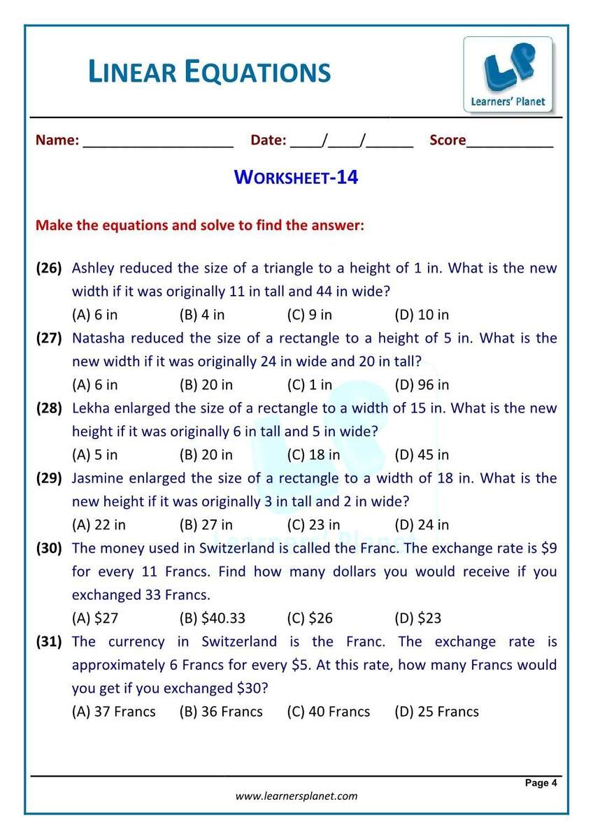 Linear Equation Word Problems Worksheet Worksheet For Education Worksheets Library
