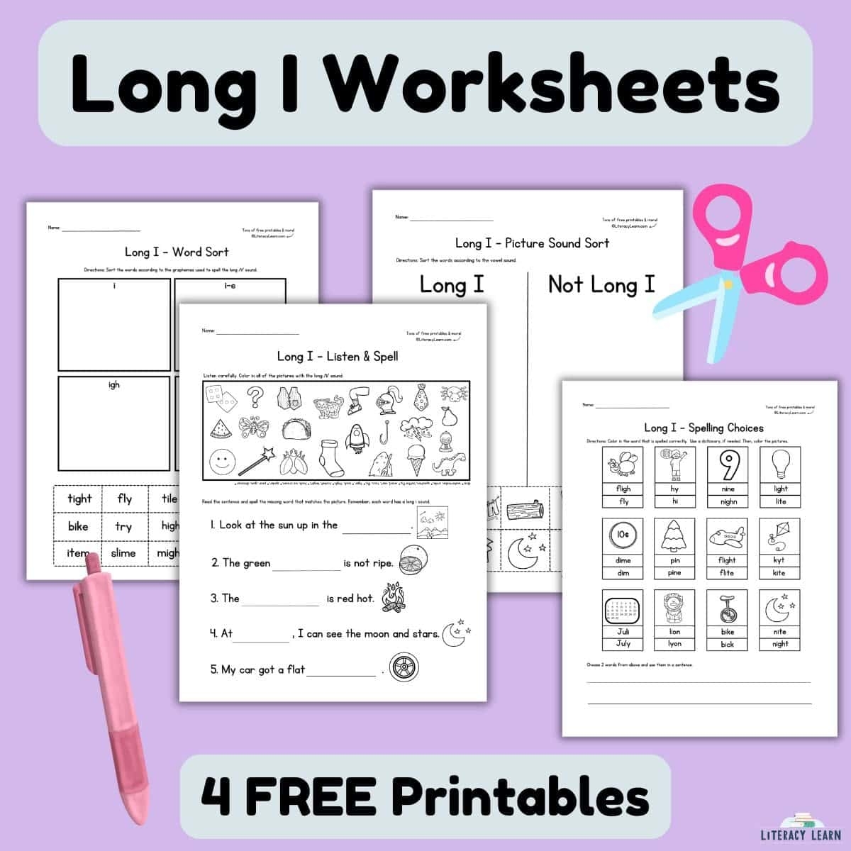 Long I Worksheets 4 Free Printables Literacy Learn