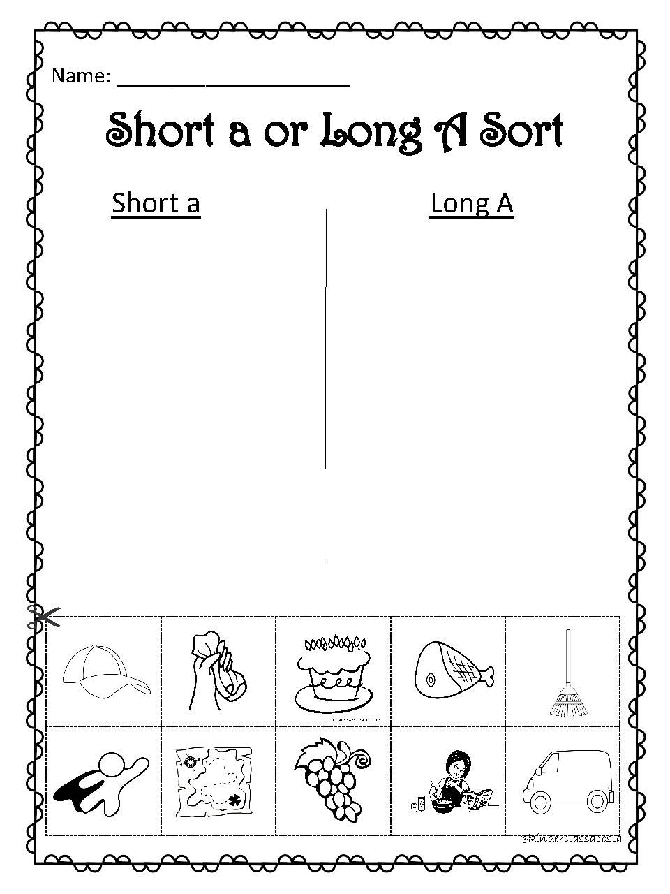 Long Short Vowel Cut And Paste By Kinderclassacosta TPT