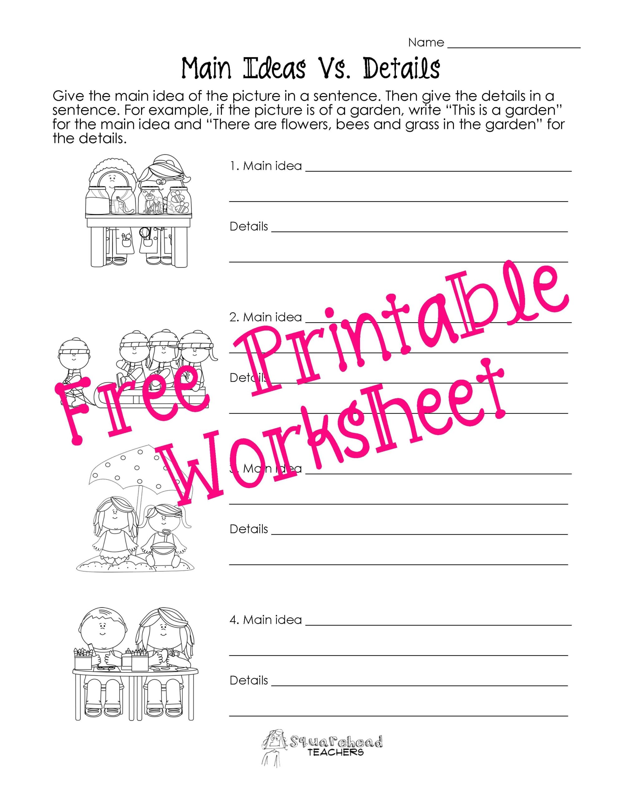 Free Printable Finding The Main Idea Worksheet