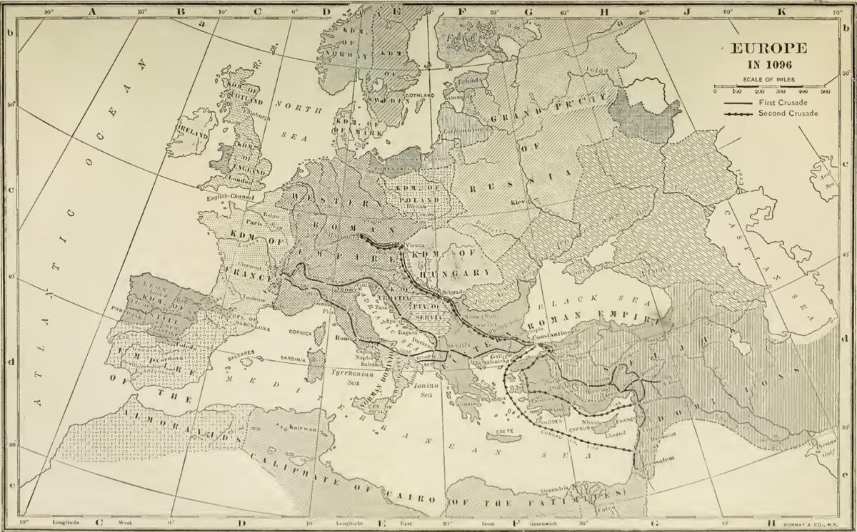 Map Of Europe In 1096 During The Crusades Student Handouts
