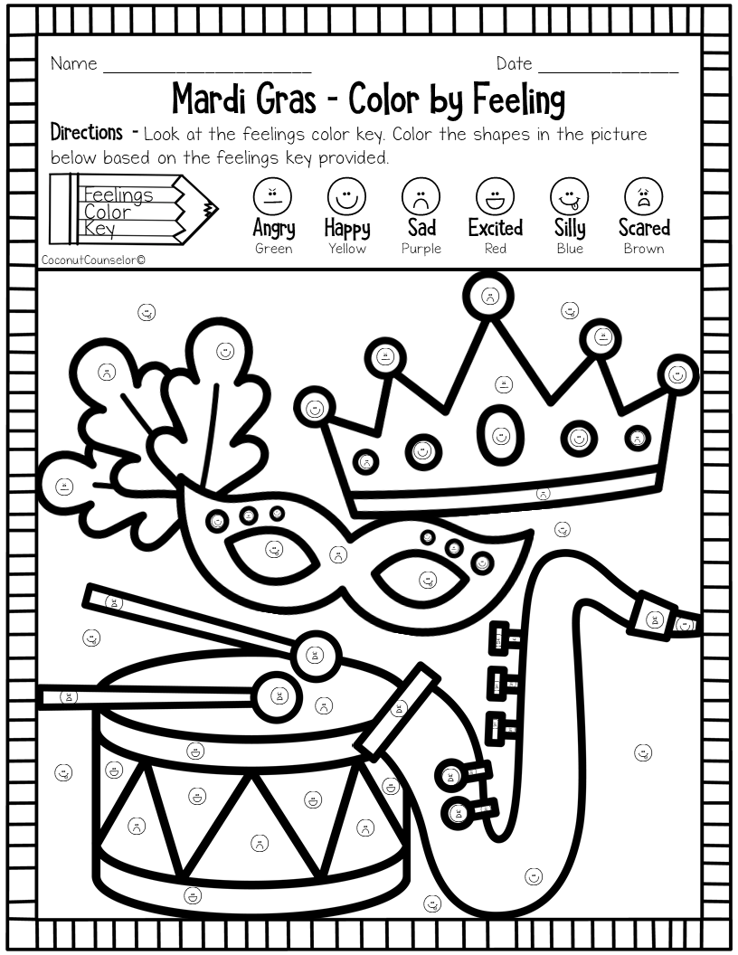 Mardi Gras Color By Number Worksheets Rock Your Homeschool