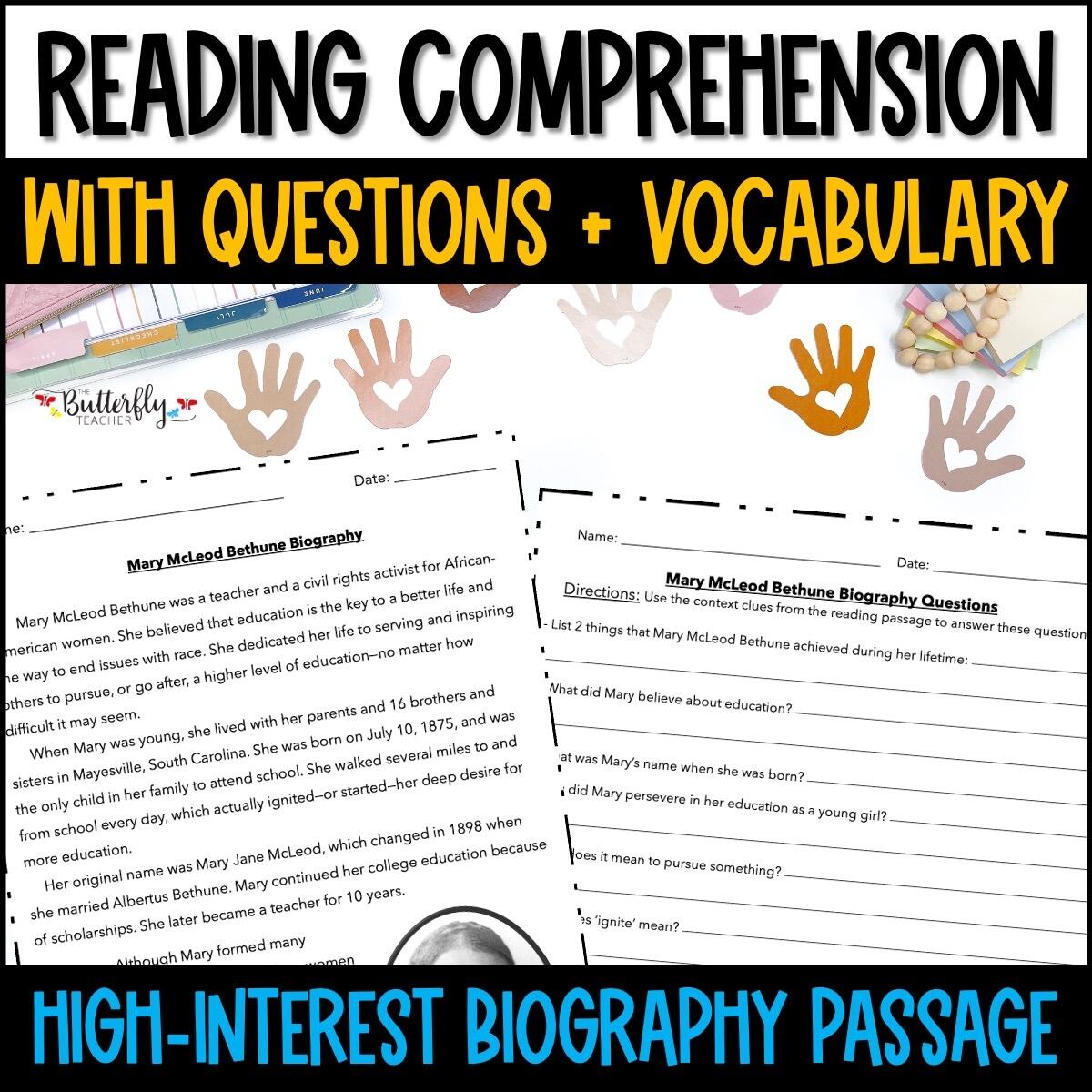 Mary McLeod Bethune Biography Set Black History Month Reading Passage Fun Worksheets And Activities Mary McLeod Bethune Biography Set Black History Month Reading Passage Fun Worksheets And Activities