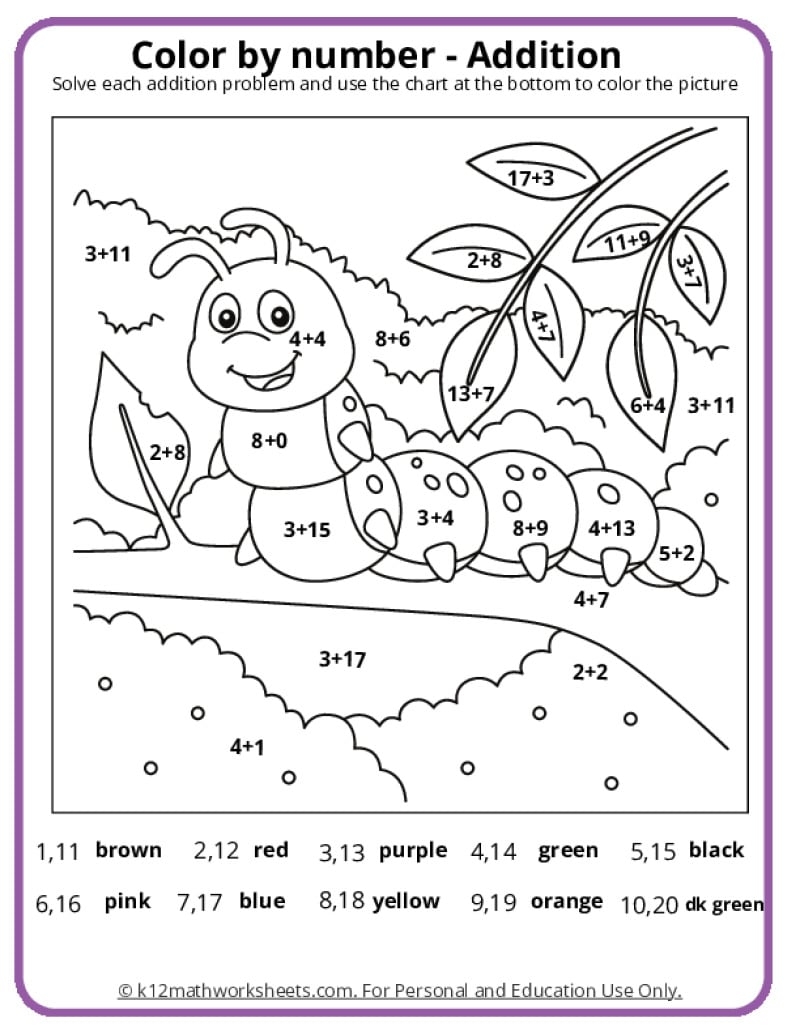 Math Coloring Pages Printable PDFs By K12mathworksheets Free Multiplication Color By Number Math Color By Number