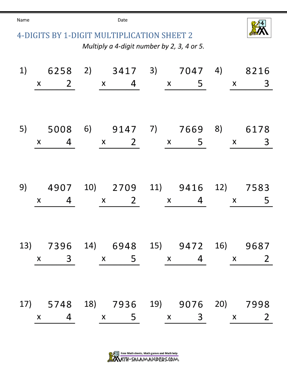 Multiplication Worksheets One Digit Math Drills Free Printables Lettering SVG Files Tools Apps