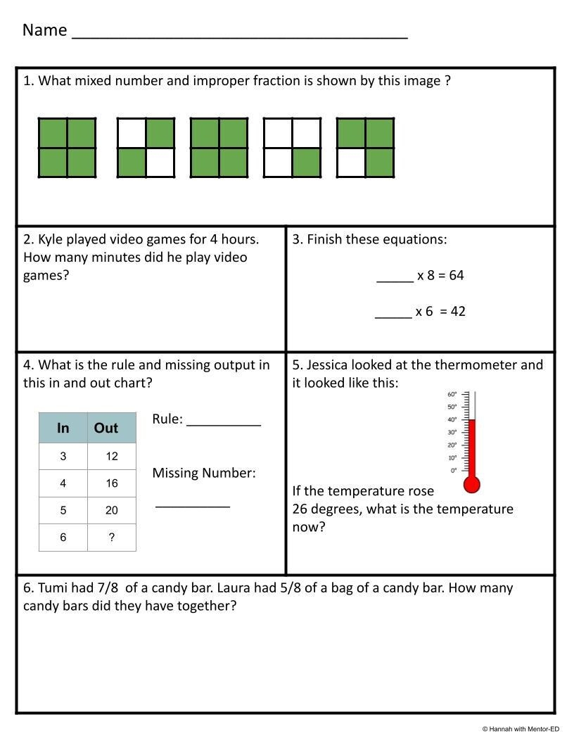 Math Practice Worksheets NWEA MAP Prep RIT Band 191 200 Test Prep Etsy