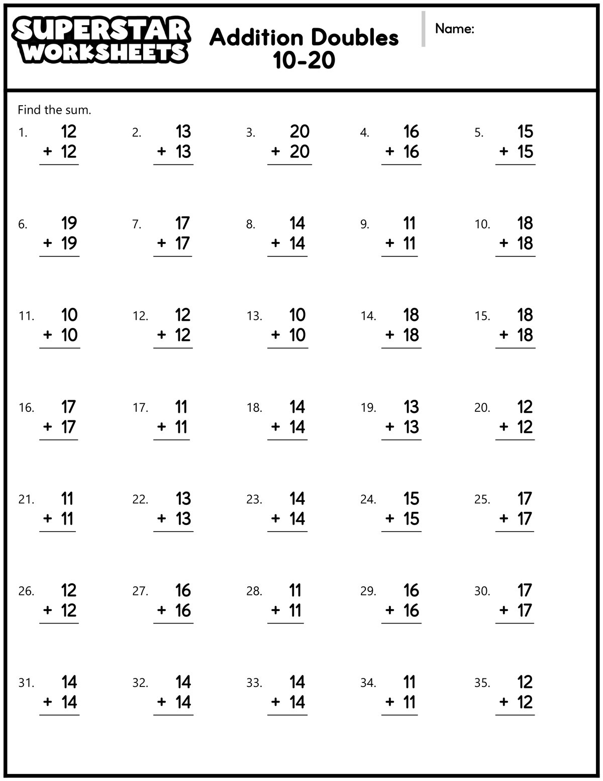 Second Grade Addition Worksheet