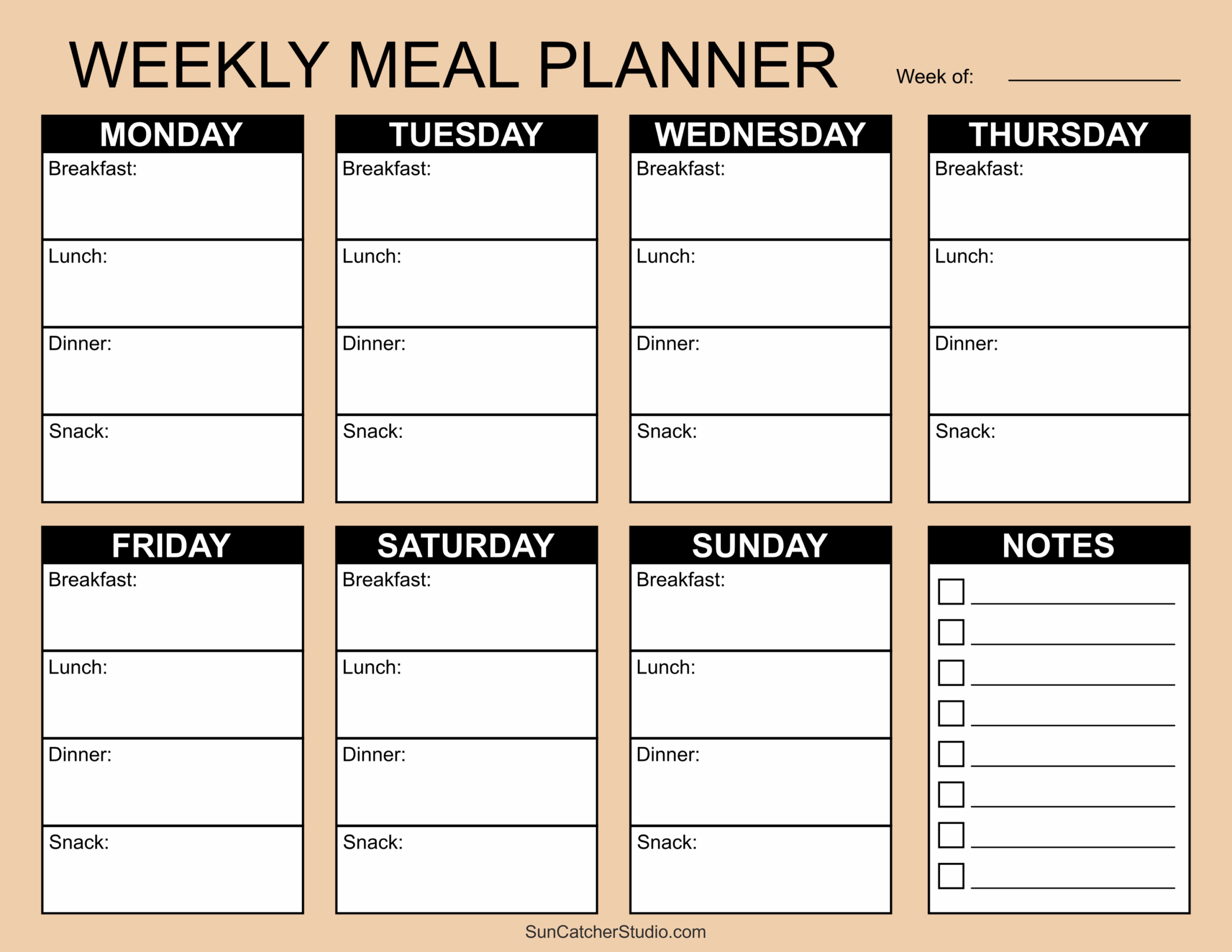 Free Printable Meal Planner Template Paper Trail Design