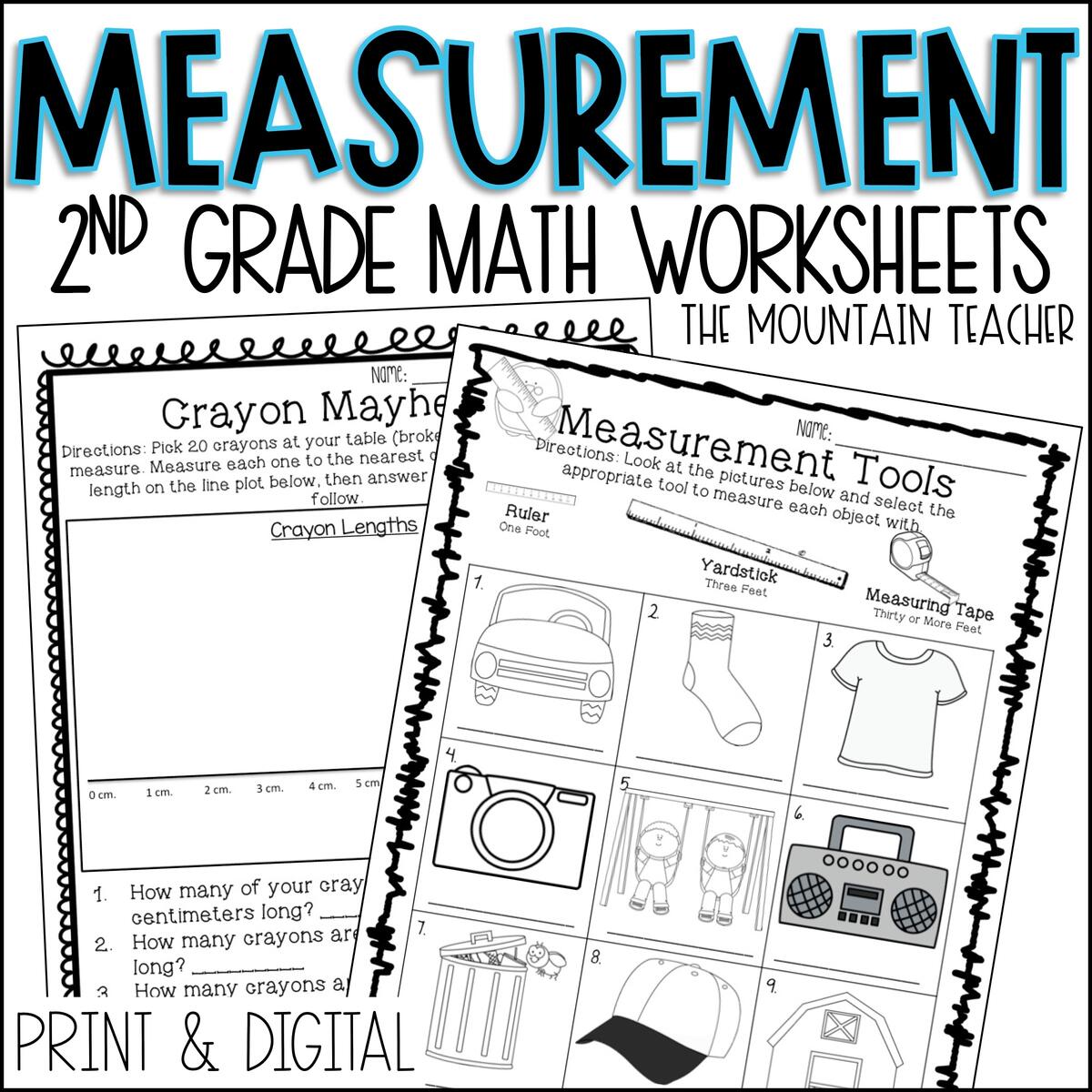 Measurement Worksheets And Assessments Printable And Google Slides Made By Teachers Measurement 2nd Grade Printable Digital MagiCore