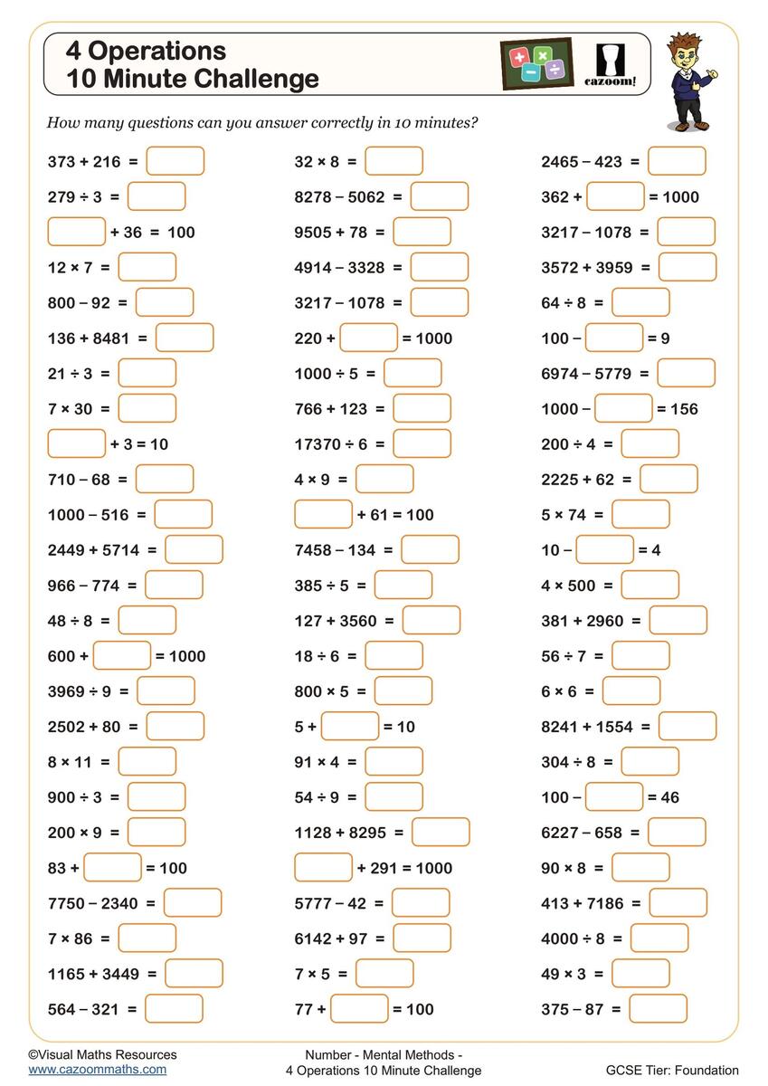 Mental Maths Worksheets Printable Mental Maths Multiplication And Division Worksheets PDF And Free Samples Downloads Cazoom Maths