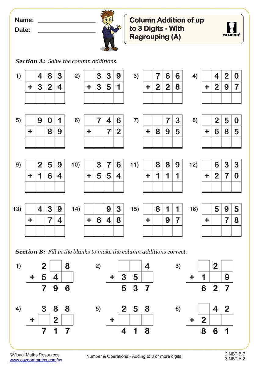 Methods For Addition Worksheets Printable PDF Math Worksheets Cazoom Math
