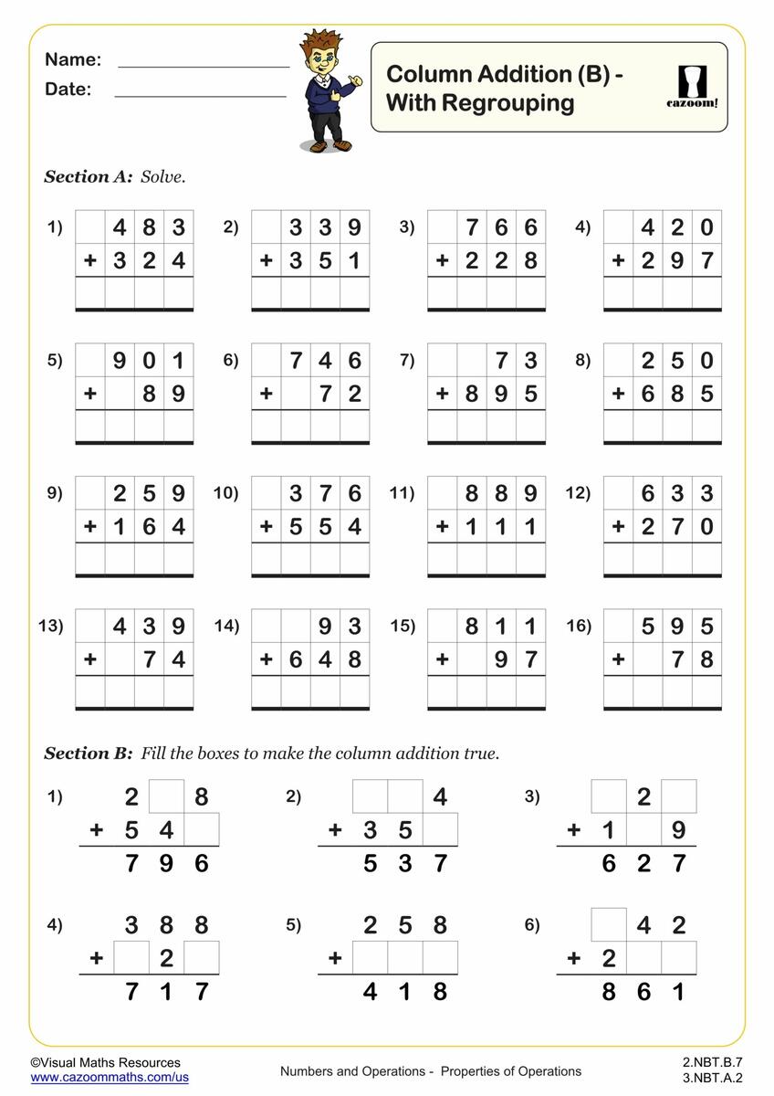 Methods For Addition Worksheets Printable PDF Math Worksheets Cazoom Math