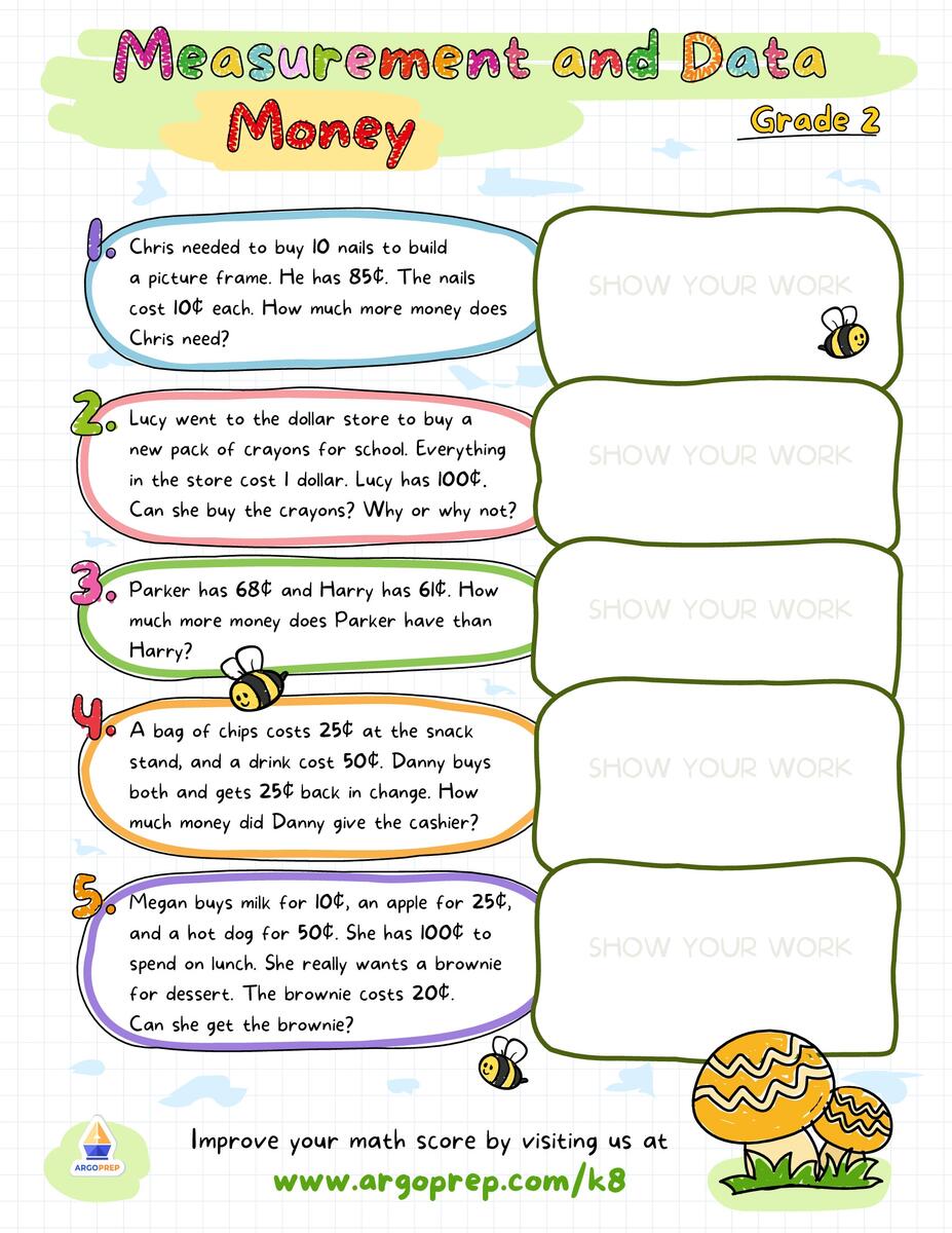 Money Problems ArgoPrep Addition And Subtraction Money Word Problems Math Worksheets For Grade 2 3 Made By Teachers