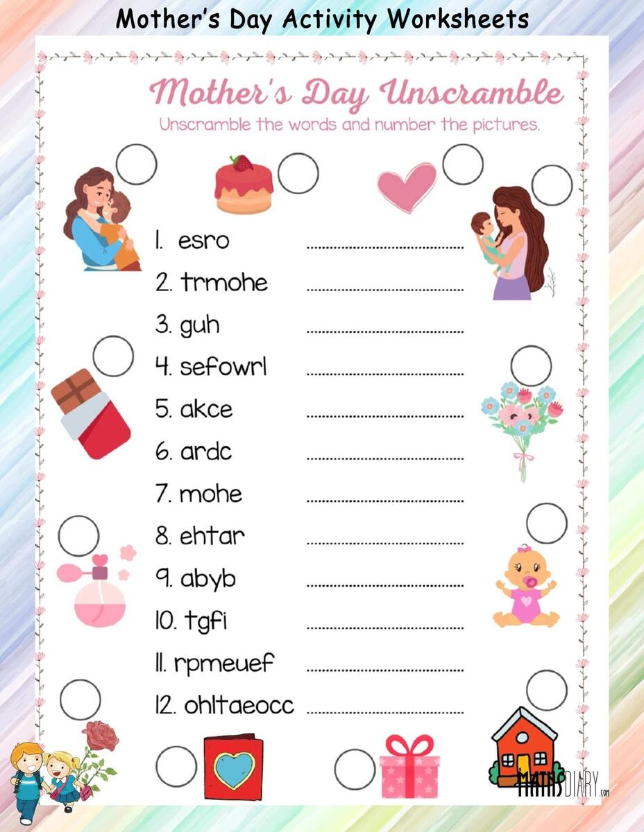 Mother S Day Fun Activities Math Worksheets
