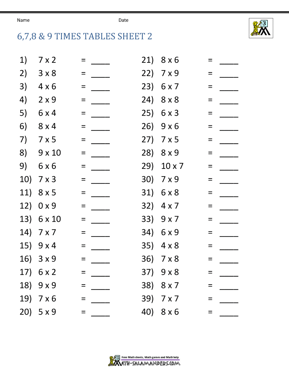 Free 3rd Grade Math Worksheets To Customize Canva