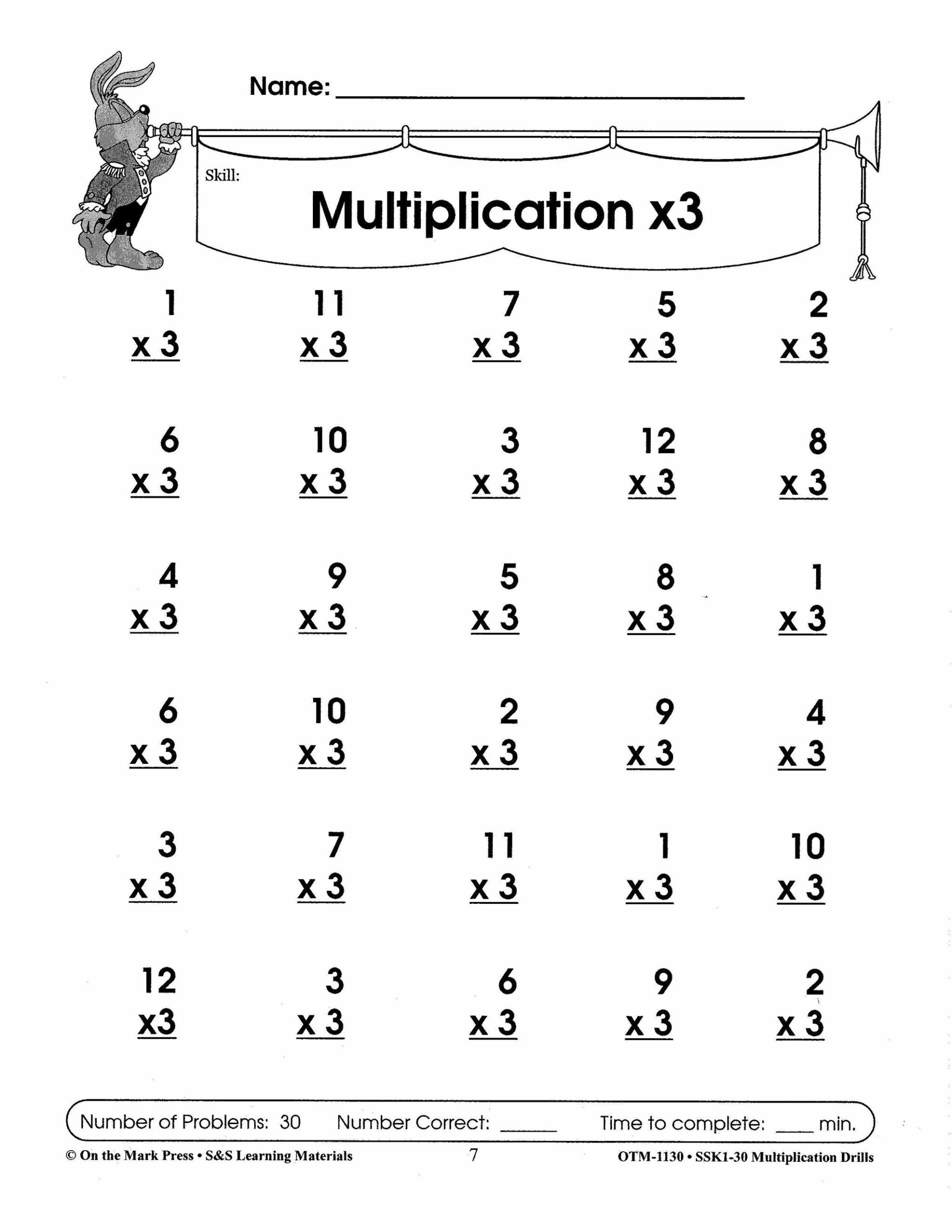 Multiplication Drill Sheets 3rd Grade Worksheets Library