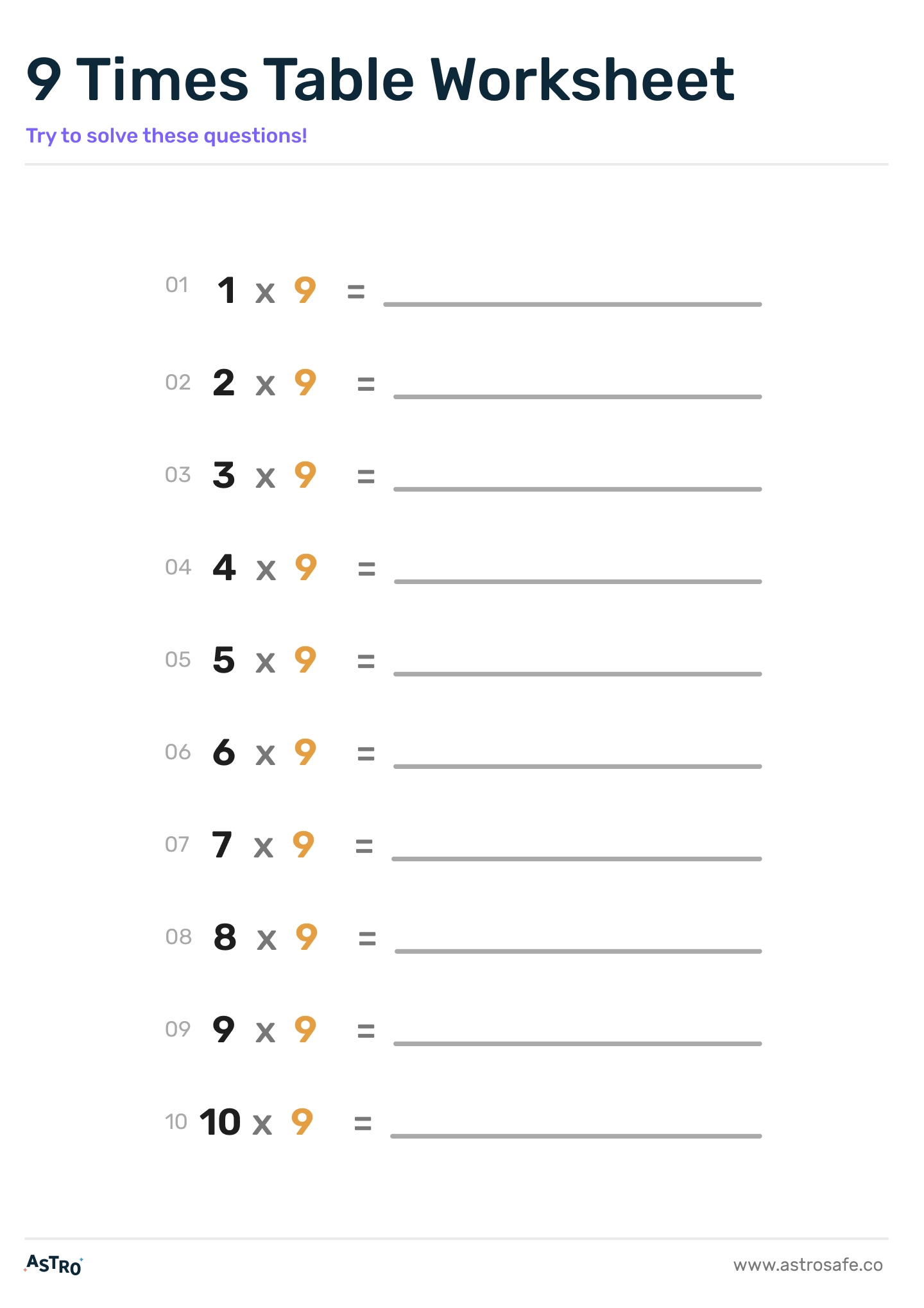 Multiplication Lessons Printable Worksheets Charts AstroSafe
