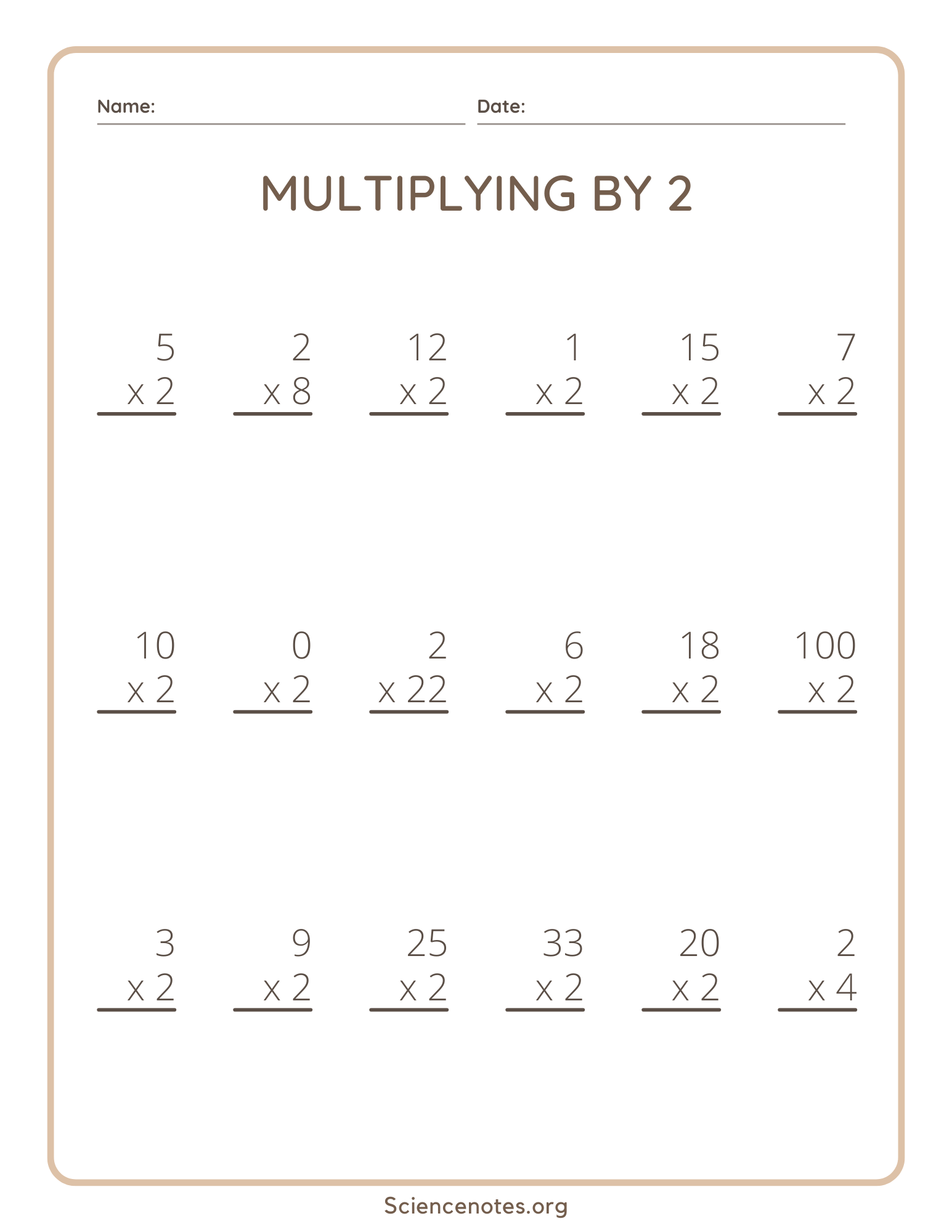 Multiplication Worksheets