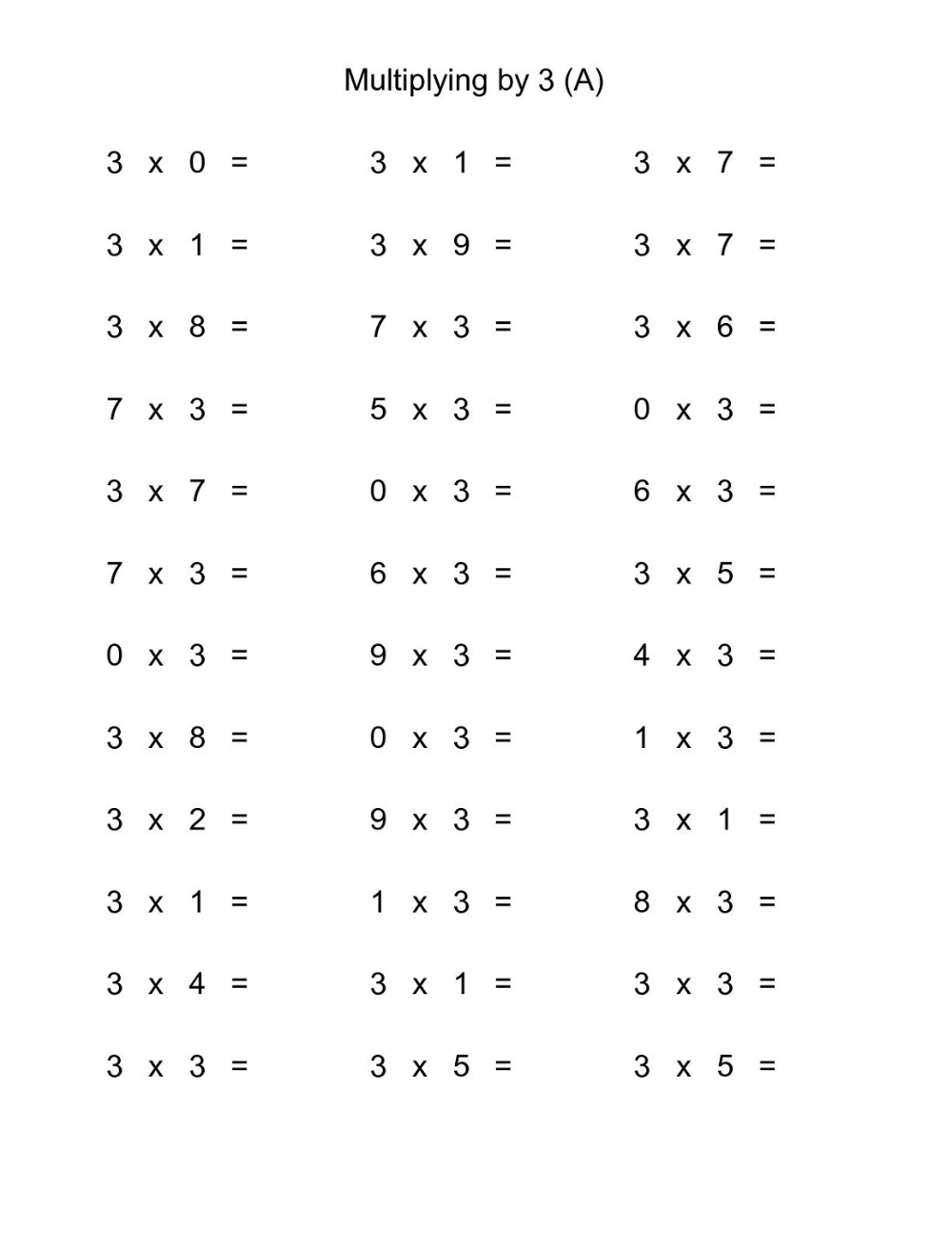 Multiply By 3 Worksheets Activity Shelter Math Fact Worksheets Worksheets Library Multiply By 3 Worksheets Activity Shelter Math Fact Worksheets Worksheets Library