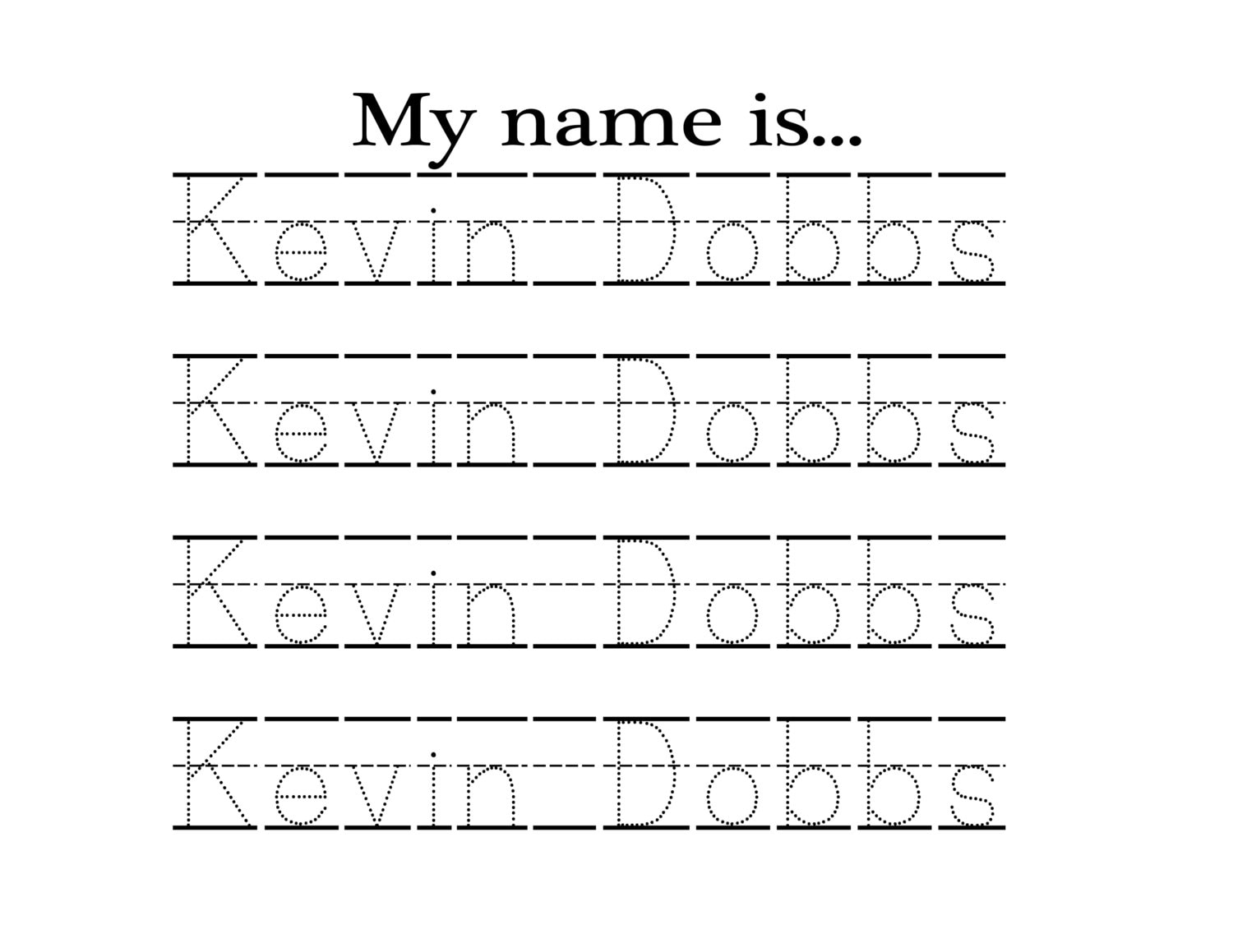 Name Trace Worksheet DIGITAL FILE Printable For Pre Schoolers Kindergarteners Etsy