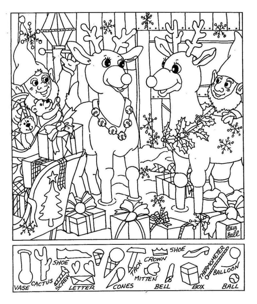 New Year S Day Hidden Picture Puzzle Coloring Page B00
