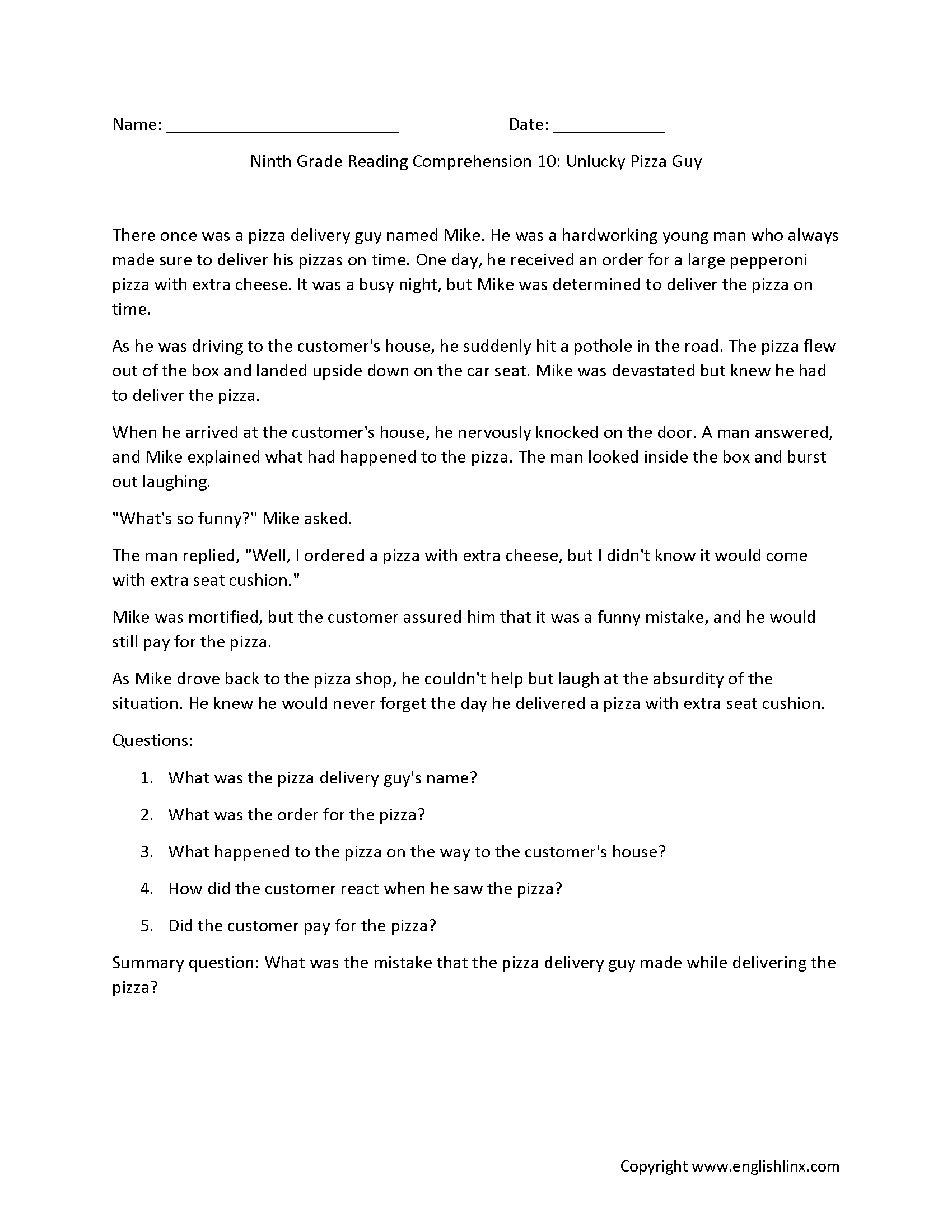 Ninth Grade Reading Comprehension Worksheets Passages Question Sets 15 Printable 9th Grade Reading Comprehension Worksheets Free PDF At Worksheeto