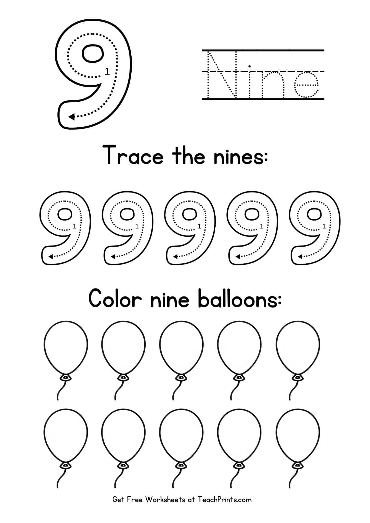 FREE Printable Number 9 Worksheets For Preschool